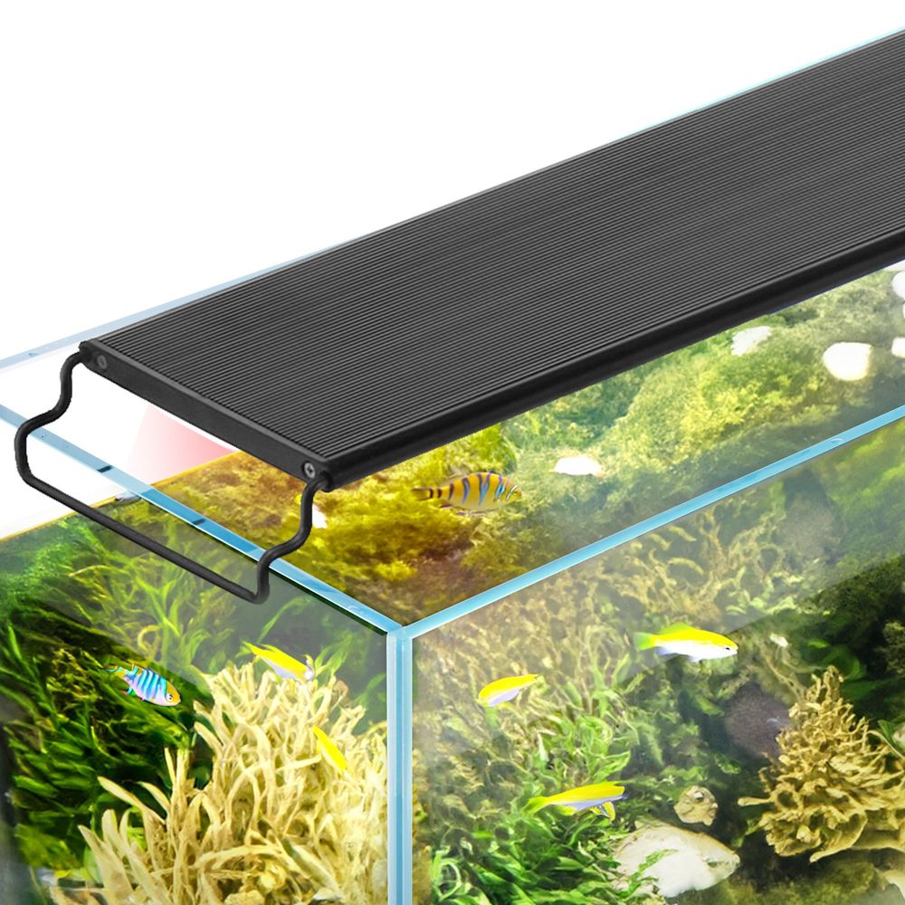 Aquarium Light with LCD Monitor, 22W Full Spectrum Fish Tank Light with 24/7 Natural Mode, Adjustable Brightness & Timer - Aluminum Alloy Shell Extendable Brackets for 24"-30" Freshwater Tank