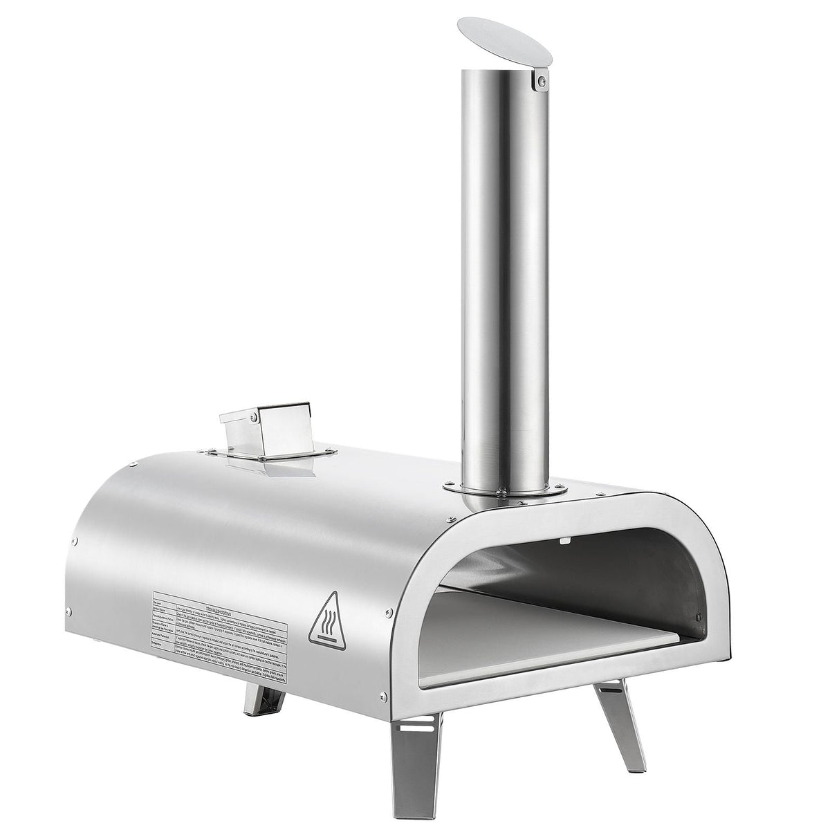 Dual Fuel Pizza Oven Outdoor, 12 Inch Wood Fire & Propane Gas Pizza Oven, Pellet & Propane Pizza-Maker with Thermometer, Stainless Steel Pizza-Cook for Outside Camping & Backyard