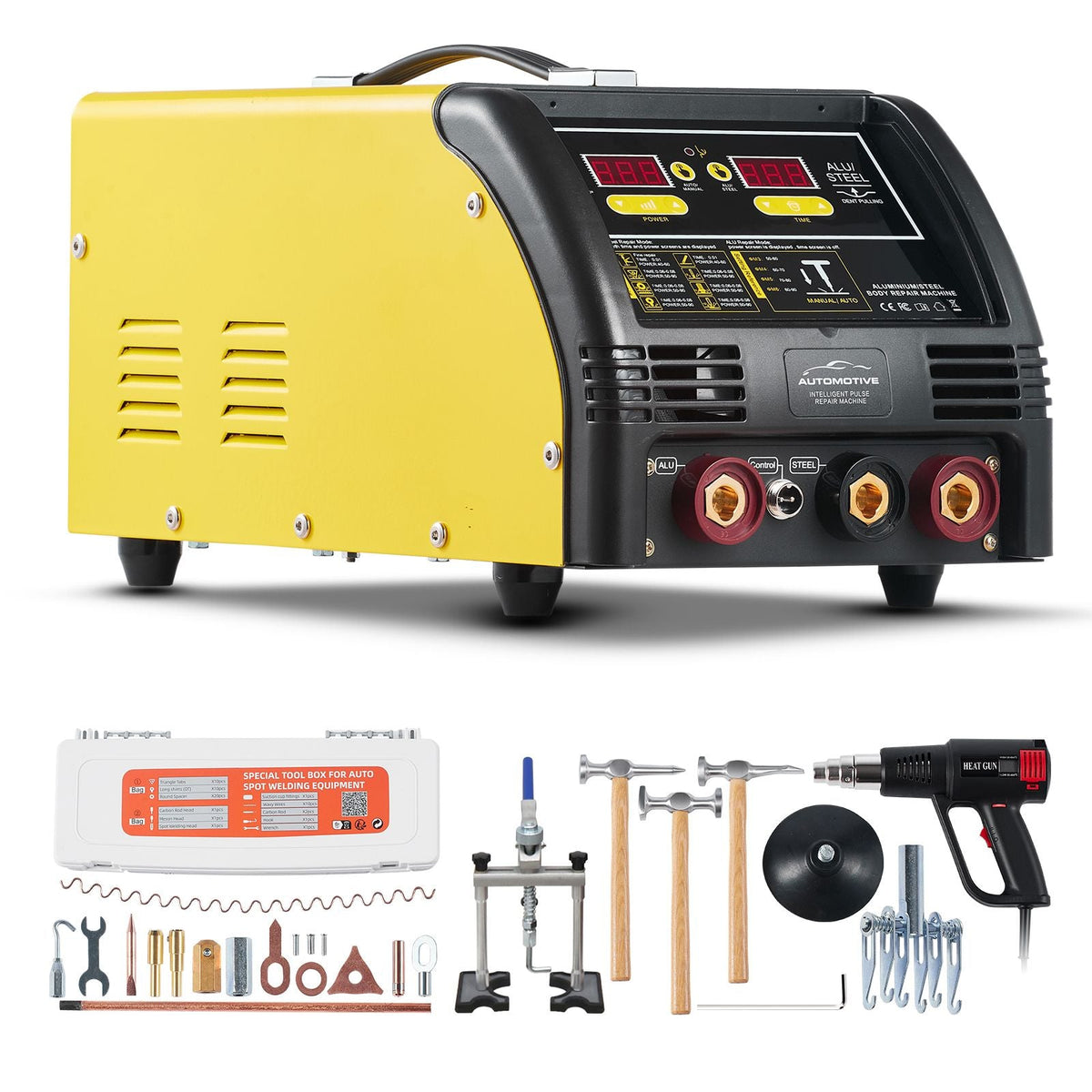 Dual Pro Stud Welder Deluxe AL/Fe Dent Repair Kit, Professional 5KW Welder with Auto/Manual Welding and 10 Modes, 110V Spot Welding Dent Repair Machine for Steel & Aluminum Auto Panels Repair