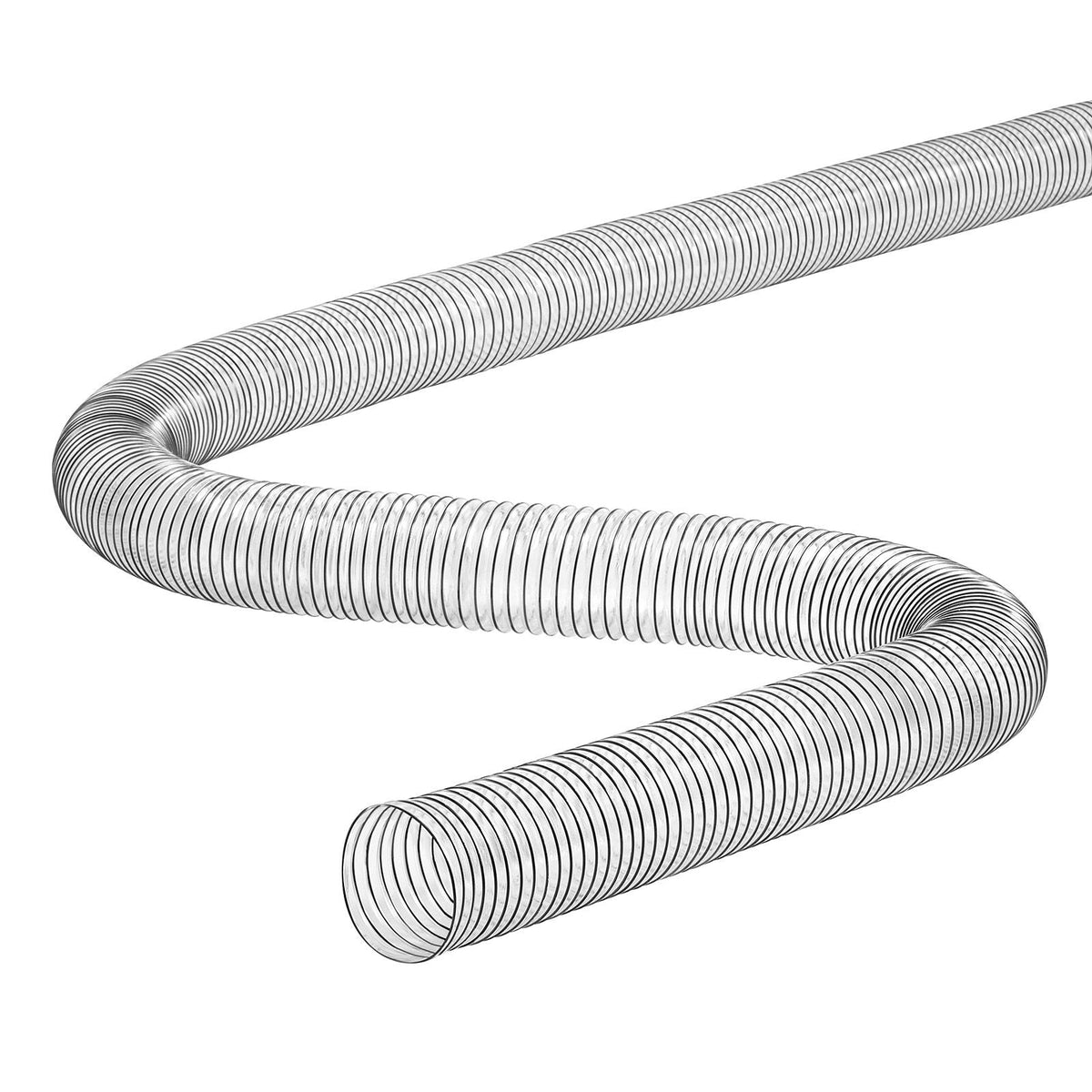 Dust Collection Hose, 4'' x 20', Thickened PVC Material Puncture-Resistant Flexible Clear Hose with Carbon Steel Wire Coil 4 x 304 Stainless Clamps, for Table Saw, Band Saw, Planer, Jointer