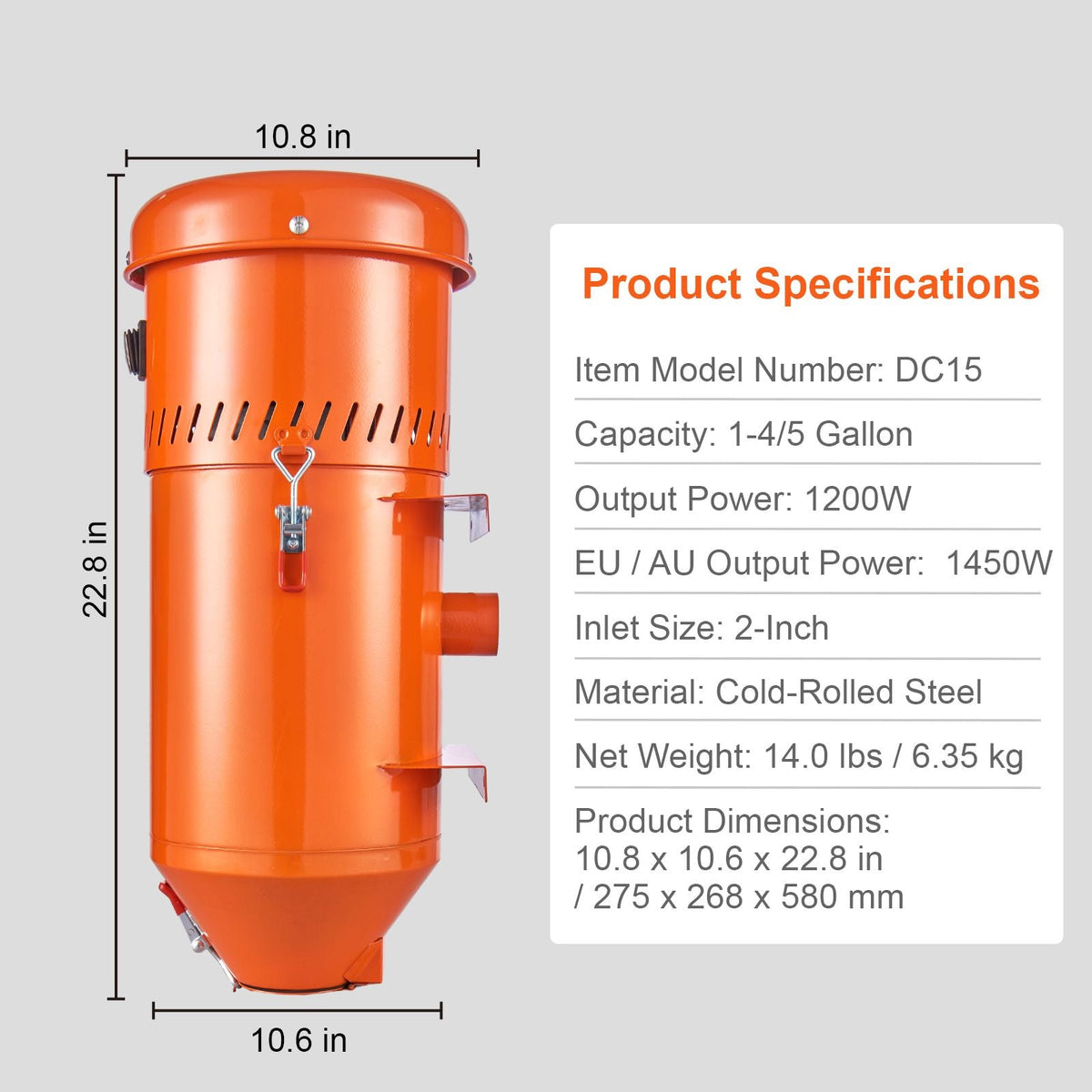 Dust Collection System: 1.6-HP Dust Collector Media Reclaimer with 1.8 Gallon Capacity - Universal Fit for Sandblaster Cabinets and Media Blasters