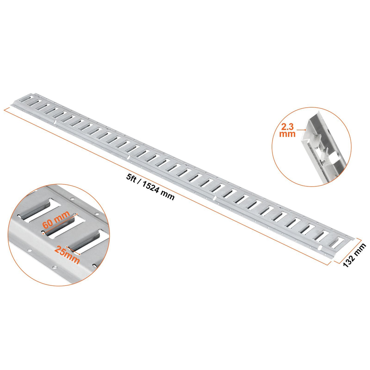 E Track Tie-Down Rail Kit, 24PCS 5' E-Tracks Set Includes 8 Steel Rails & 8 O-Ring Anchors & 8 Tie-Offs with D-Ring, Versatile Securing Accessories for Cargo Motorcycles Bikes, 2000 lbs Load