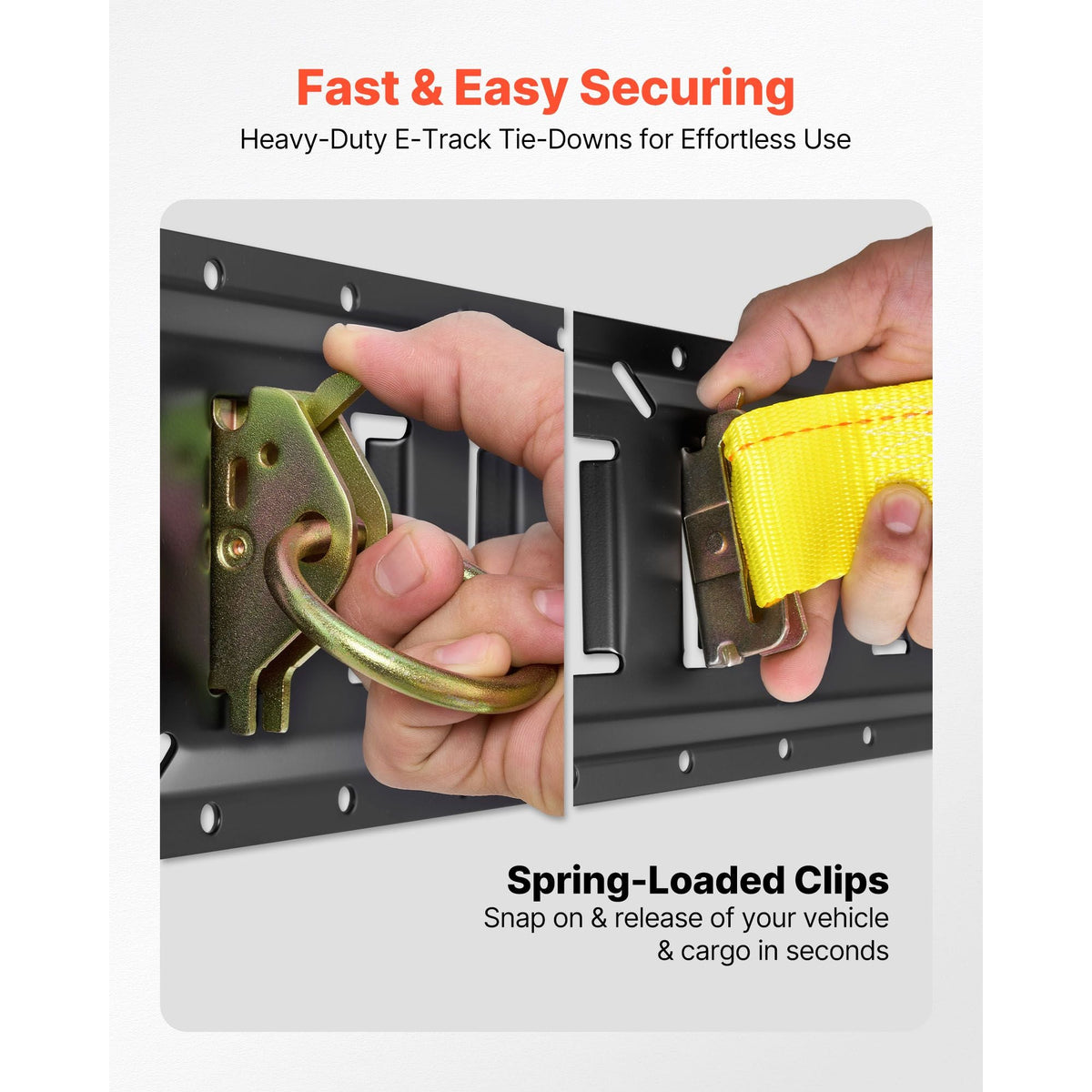 E-Track Tie-Down Rail Kit, 6 Pack 5 ft E Track Rails, 26 Pcs Includes 2 Ratchet Straps & 6 O-Rings & 6 Tie-Offs with D-Ring & 12 End Caps, Fit for Garages Vans Trailers Motorcycles