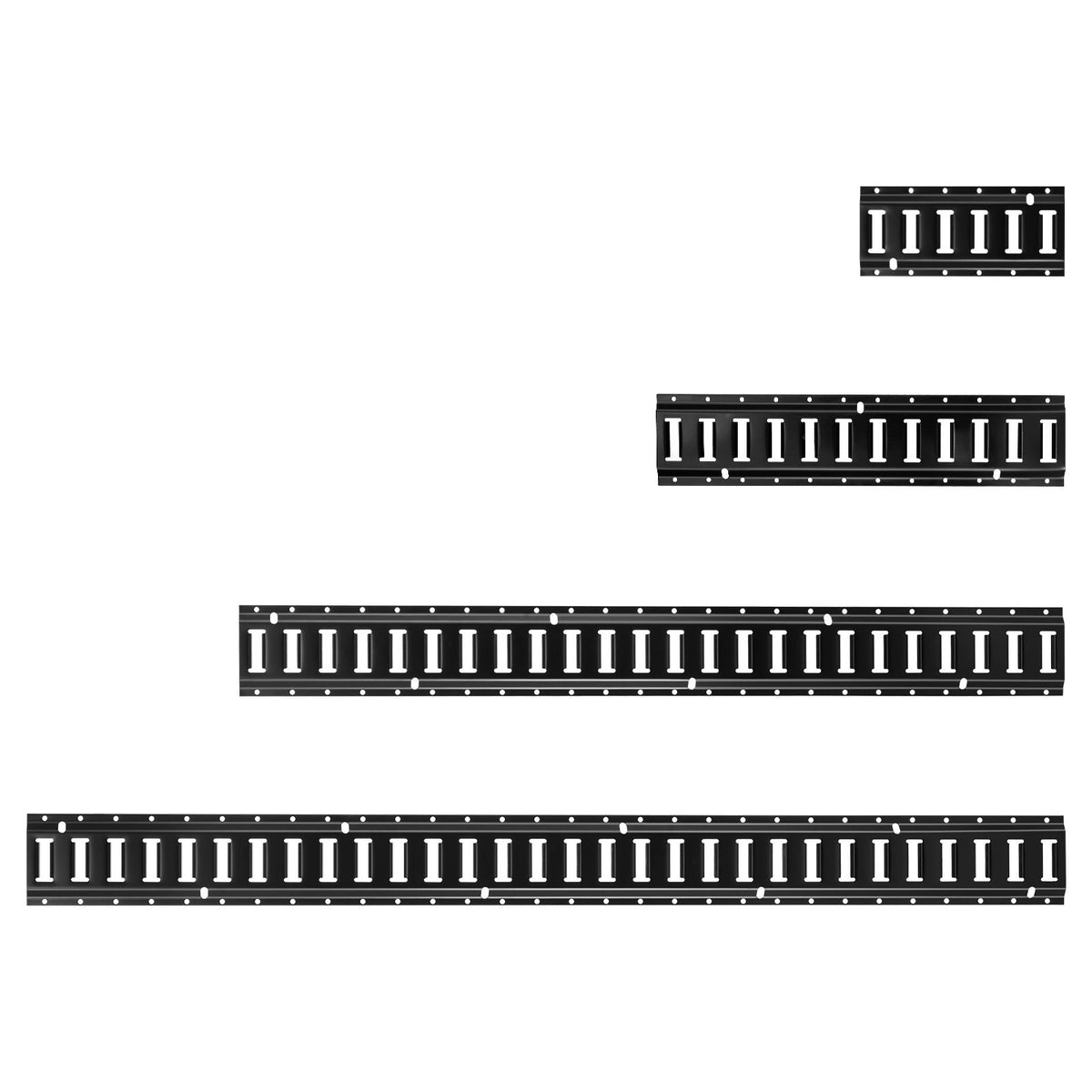 E-Track Tie-Down Rail Kit, 8 Pack (5ft+4ft+2ft+1ft) E Track Rails, 36 Pcs Includes 2 Ratchet Straps & 8 O-Rings & 8 Tie-Offs with D-Ring & 2 Single Slots & 16 End Caps, Fit for Vans Trailers