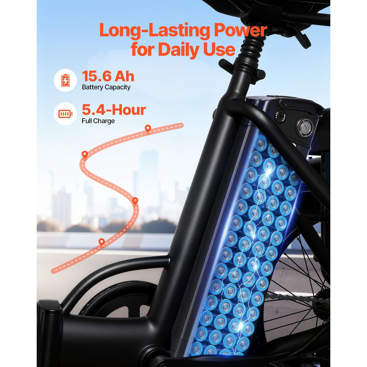Ebike Battery, 48V 15.6Ah Electric Bike Lithium Battery Pack with BMS, 3A Charger and Lock for 1000W E-Bike Motor, Detachable Electric Bicycle Replacement Kit with Indicator & Discharge Socket