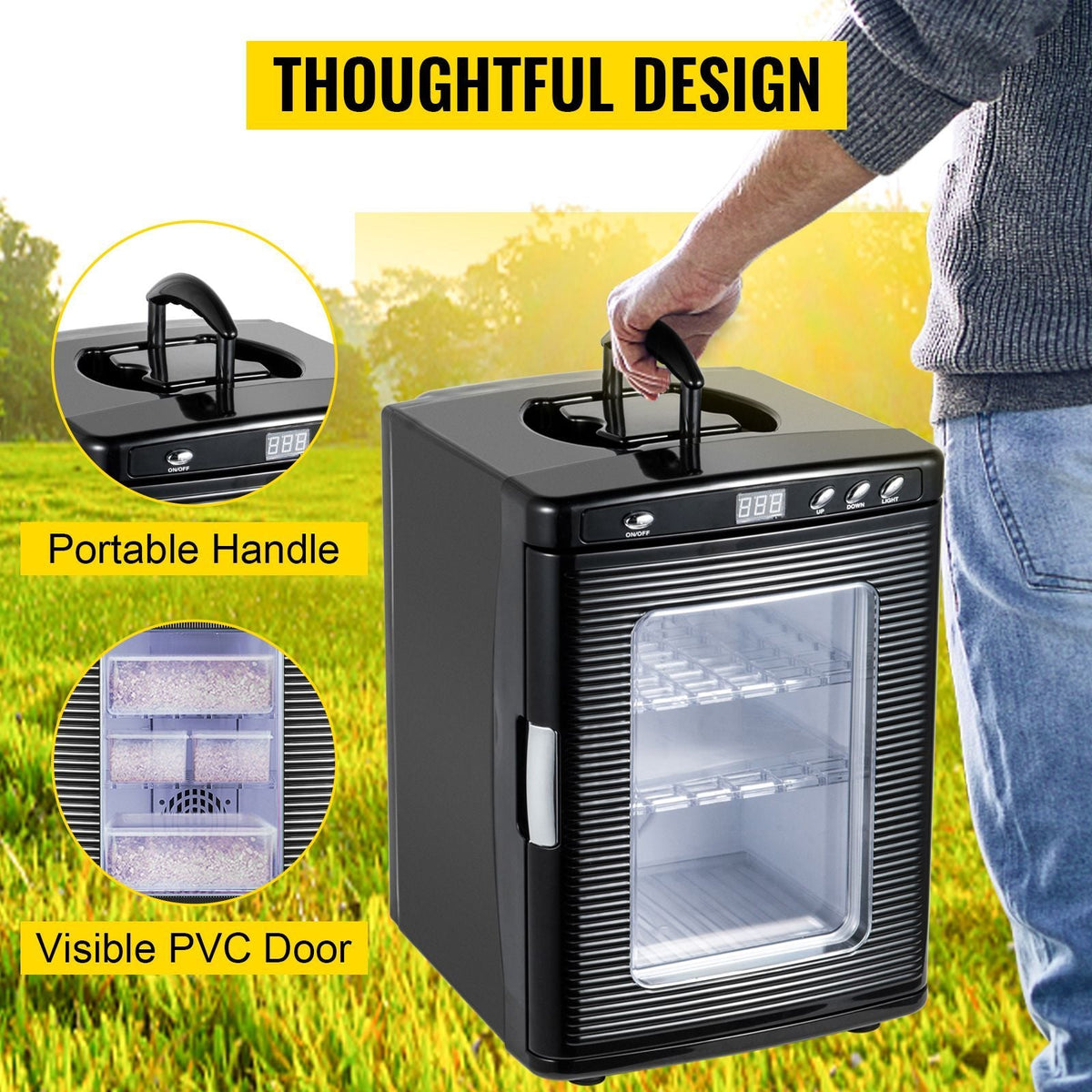 Egg Incubator and Hatcher 25L Black Reptile Egg Incubator 5-42 Celsius Scientific Hatcher Heating Bright LED Digital Display For Small Animals