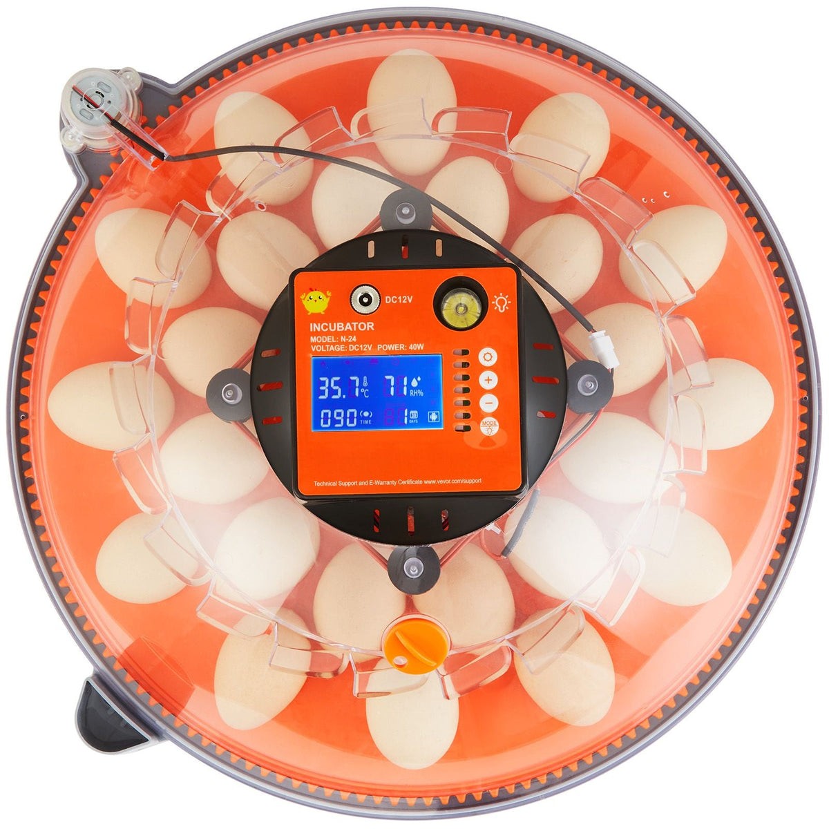 Egg Incubator, Incubators for Hatching Eggs, Automatic Egg Turner with Temperature and Humidity Control, 24 Eggs Poultry Hatcher with ABS Transparent Shell for Chicken, Duck, Quail
