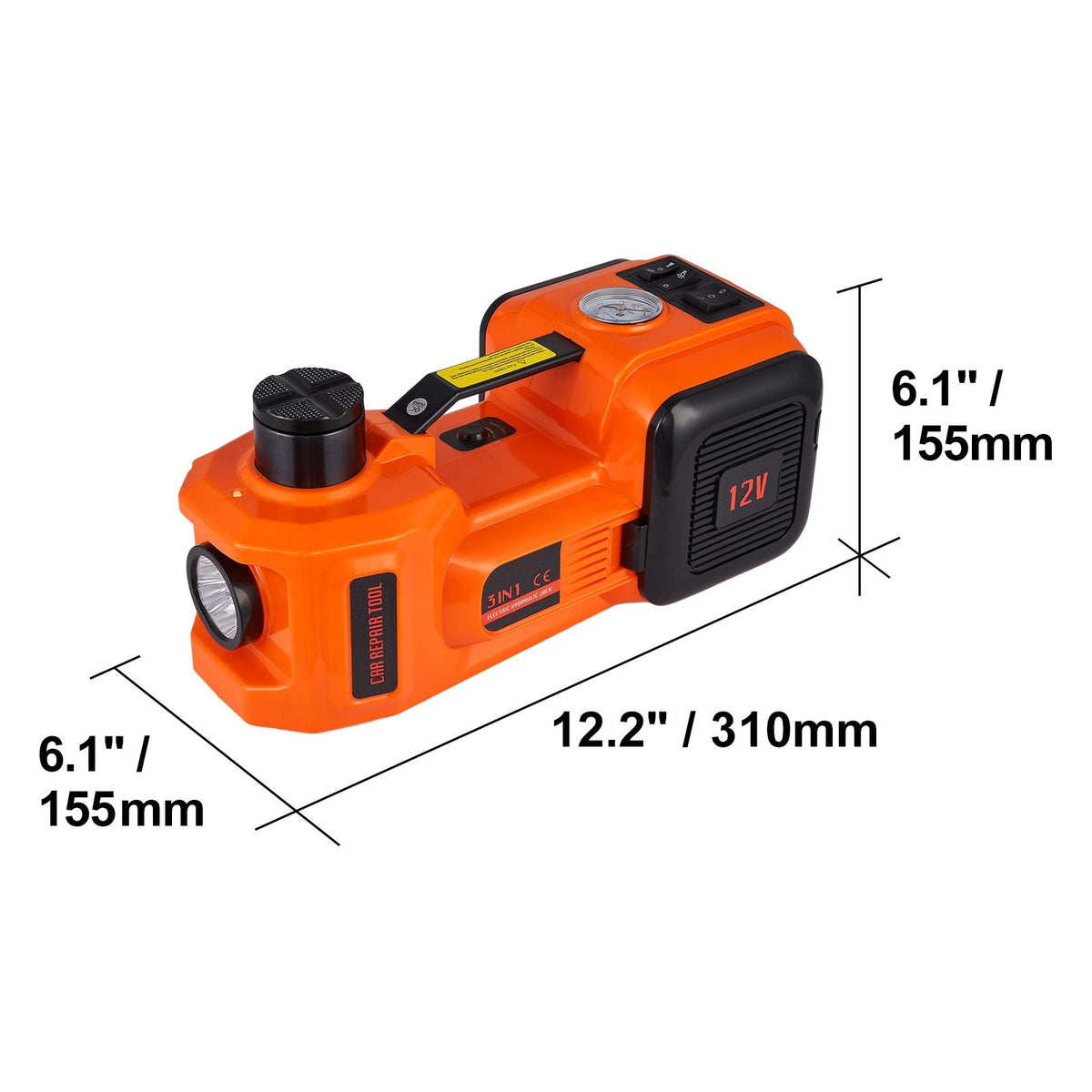 Electric Car Jack, 5 Ton/11023 LBS Hydraulic Jack with Electric Impact Wrench, Portable Car Lift with Built-in Inflatable Pump, and LED Light for SUV MPV Sedan Truck Change Tires Garage Repair