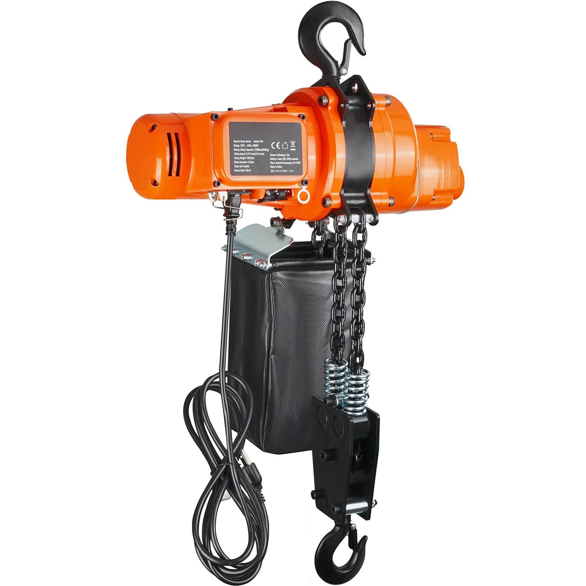 Electric Chain Hoist, 2200 lbs Load Capacity, 10 ft Lifting Height, 6.9 ft/min Speed, 120V, Single Phase Overhead Crane with Chain, 10 ft Wired Remote Control for Garage, Shop, Hotel, and Home