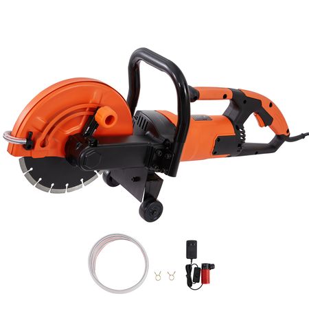 Electric Concrete Saw, 9 in, 1800 W Motor Circular Saw Cutter with 3.5 in Cutting Depth, Wet/Dry Disk Saw Cutter Includes Water Line, Pump and Blade, for Stone, Brick