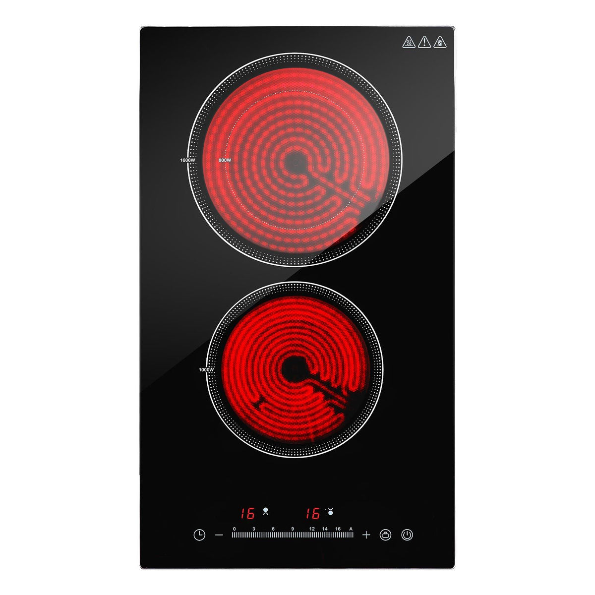 Electric Cooktop 12inch 2 Burners Portable Stove Top 1800W 120V, Ceramic Countertop/Built-in Radiant Electric Stove, with 16 Power Levels, Timer, Child Lock, Over-Heat Guard, Touch Control