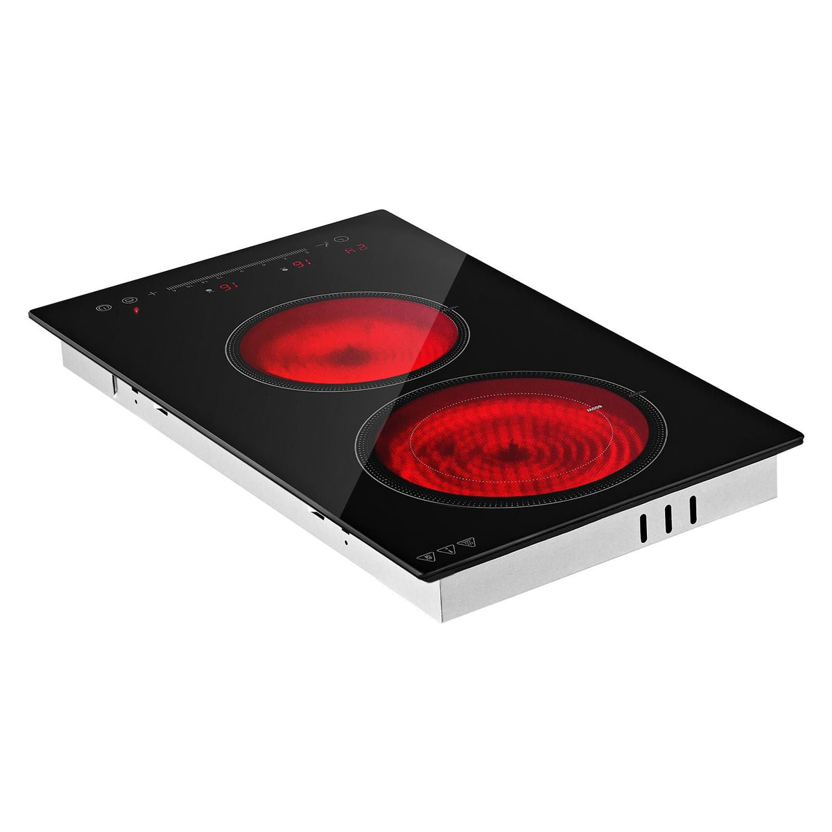 Electric Cooktop 12inch 2 Burners Portable Stove Top 1800W 120V, Ceramic Countertop/Built-in Radiant Electric Stove, with 16 Power Levels, Timer, Child Lock, Over-Heat Guard, Touch Control