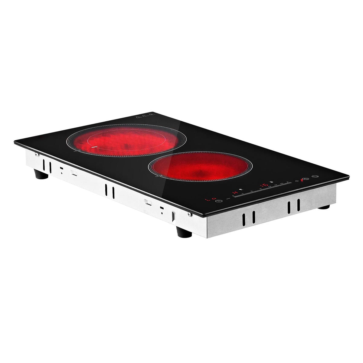 Electric Cooktop 12inch 2 Burners Portable Stove Top 1800W 120V, Ceramic Countertop/Built-in Radiant Electric Stove, with 16 Power Levels, Timer, Child Lock, Over-Heat Guard, Touch Control