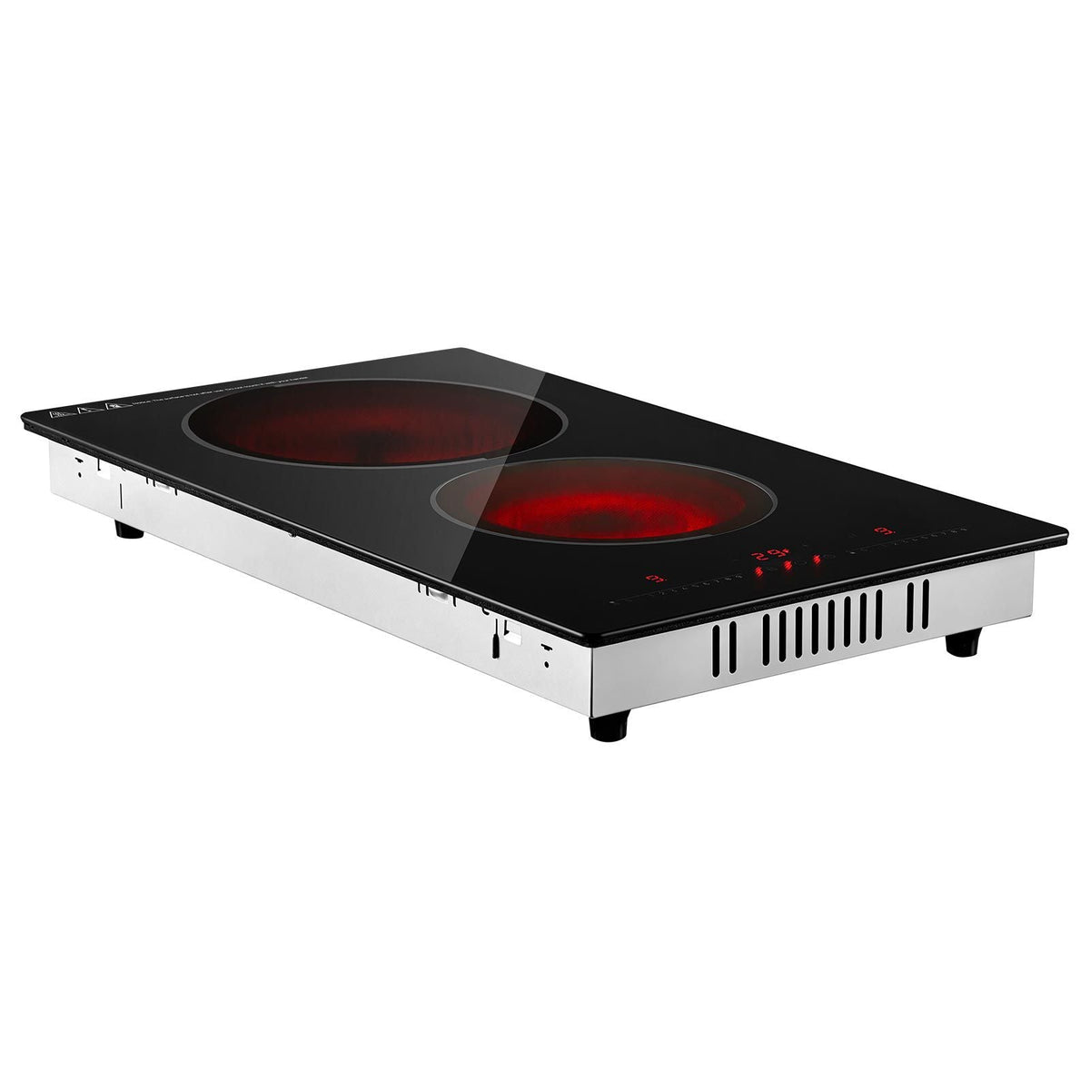Electric Cooktop 12inch 2 Burners Portable Stove Top 1800W 120V, Ceramic Countertop/Built-in Radiant Electric Stove, with 9 Power Levels, Timer, Child Lock, Over-Heat Guard, Touch Control