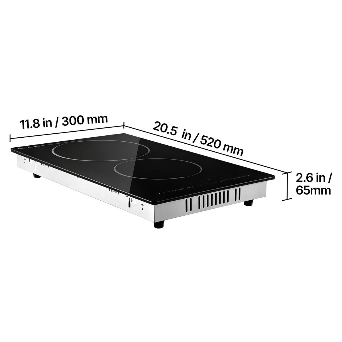 Electric Cooktop 12inch 2 Burners Portable Stove Top 1800W 120V, Ceramic Countertop/Built-in Radiant Electric Stove, with 9 Power Levels, Timer, Child Lock, Over-Heat Guard, Touch Control