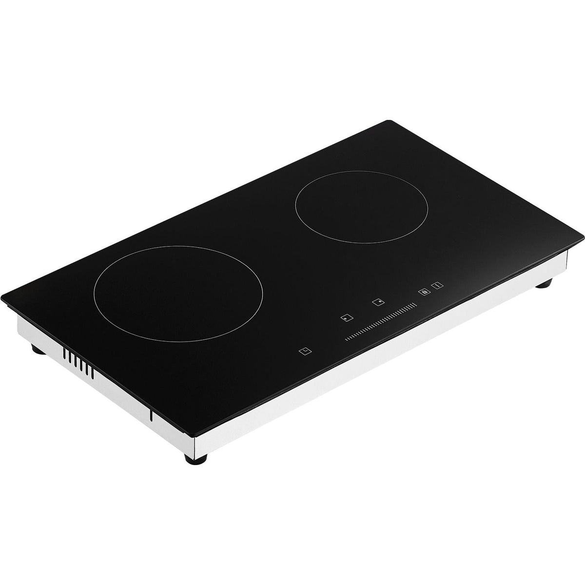 Electric Cooktop, 24 inch 2 Burners Built-in Electric Stove Top, 1800W Ceramic Top Radiant Cooktop with Glass Panel, Touch Control, Timer, Child Lock, 9 Heat Level, Residual Heat Indicator, 120V