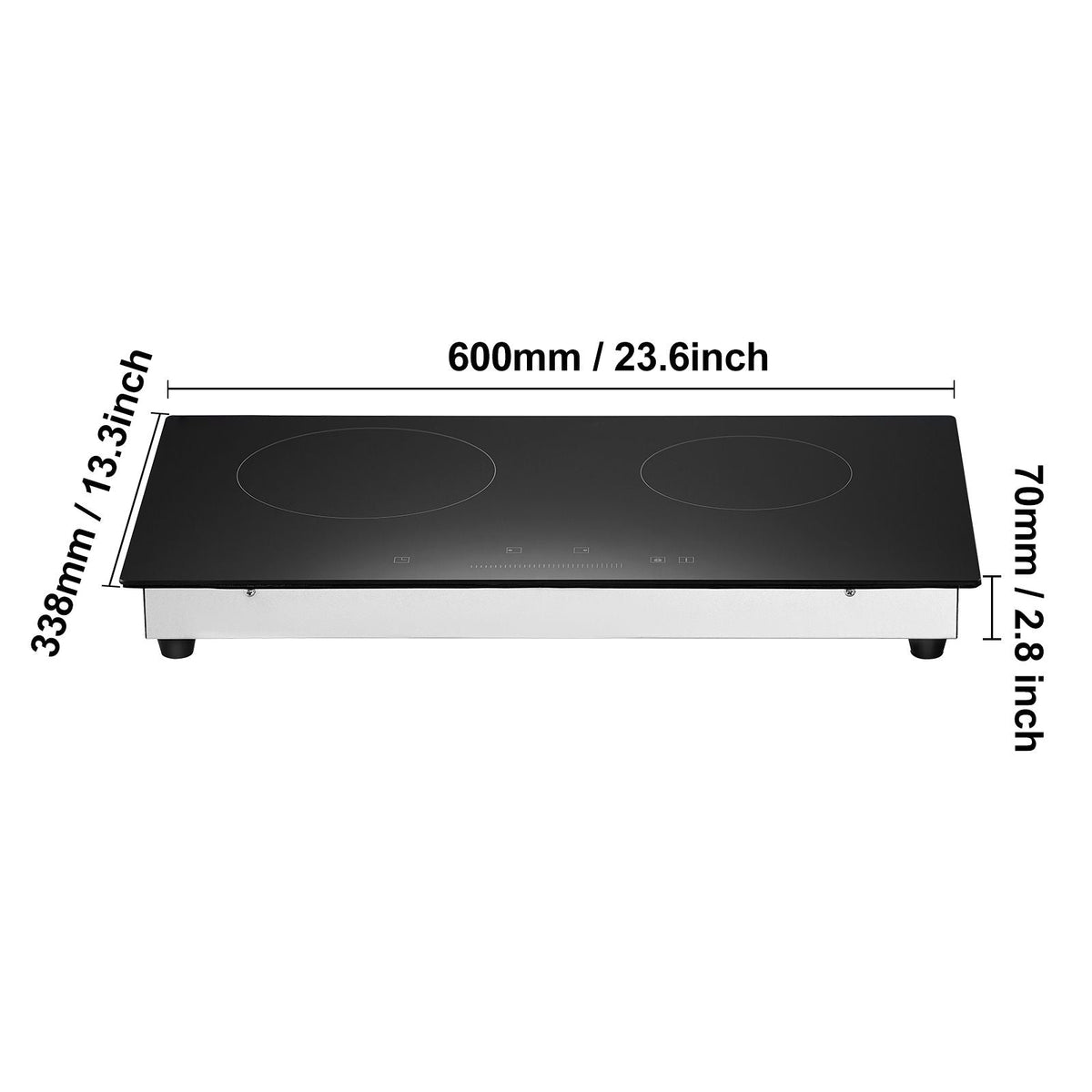 Electric Cooktop, 24 inch 2 Burners Built-in Electric Stove Top, 1800W Ceramic Top Radiant Cooktop with Glass Panel, Touch Control, Timer, Child Lock, 9 Heat Level, Residual Heat Indicator, 120V