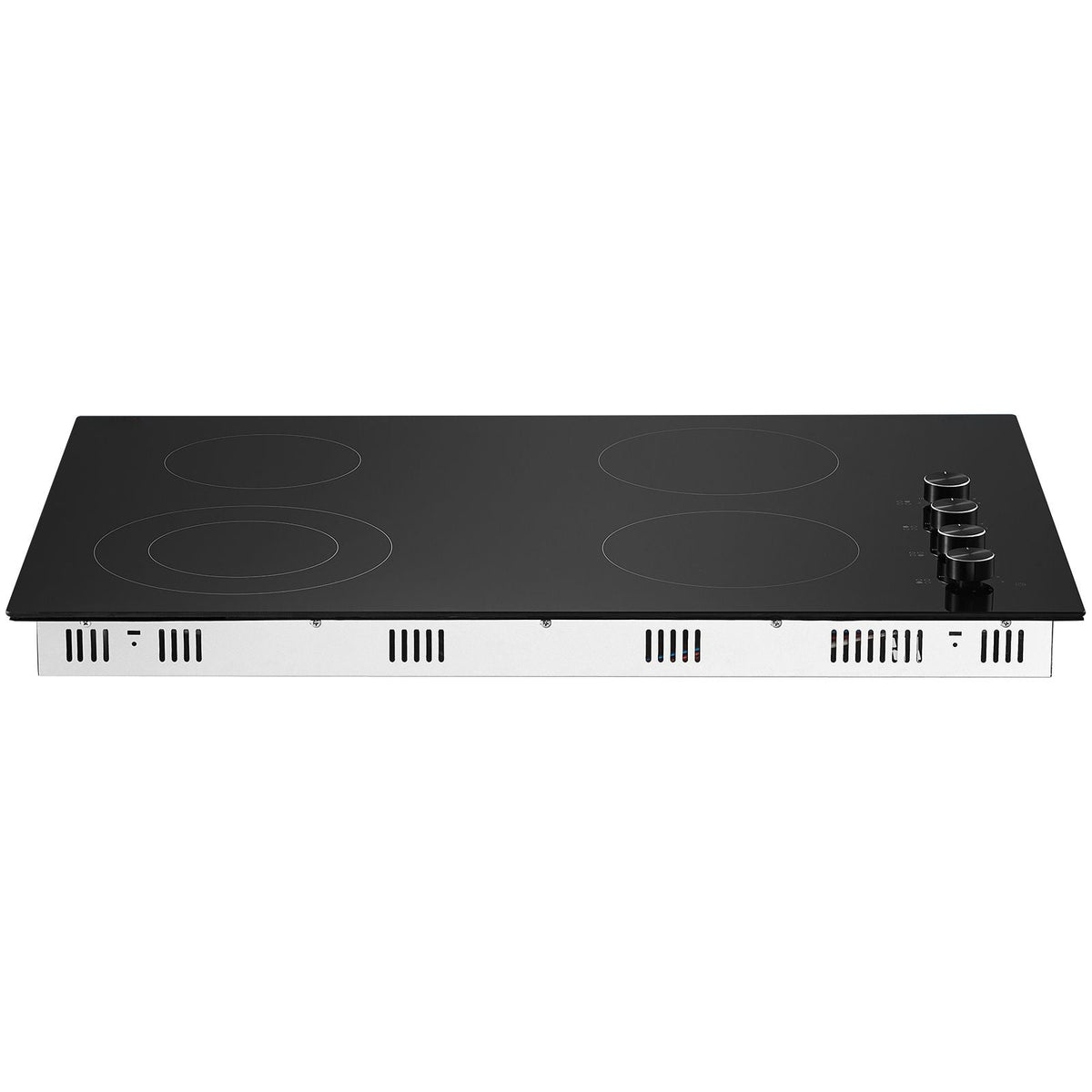 Electric Cooktop, 30 inch 4 Burners Built-in Electric Stove Top, 7200W Ceramic Top Radiant Cooktop, with Glass Panel, Knob Control, 11 Heat Levels, 220-240V, Hard Wire (No Plug)