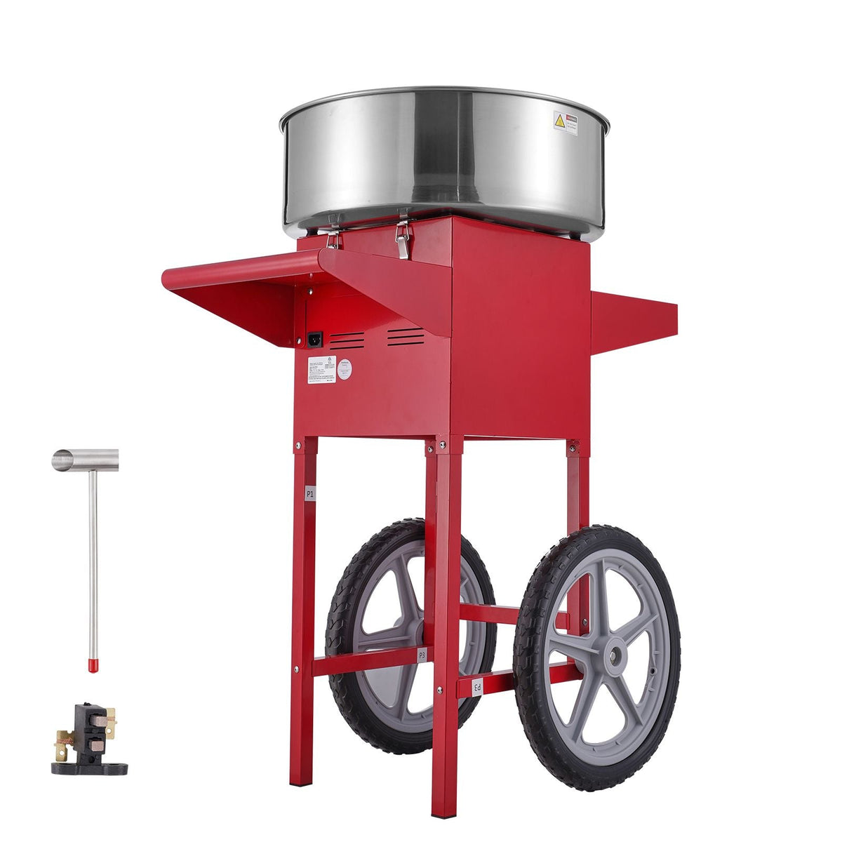 Electric Cotton Candy Machine with Cart, 1000W Commercial Candy Floss Maker with Stainless Steel Bowl, Sugar Scoop and Drawer, Perfect for Home, Kids Birthday, Family Party, Red