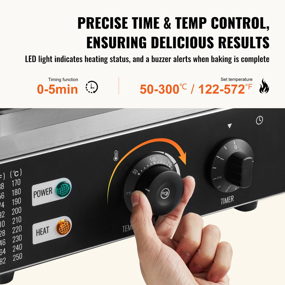 Electric Donut Maker, 1550W Commercial Doughnut Machine with Non-stick Surface, 6 Holes Double-Sided Heating Waffle Machine Makes 6 Doughnuts, Temperature 122-572 F, for Restaurant and Home Use