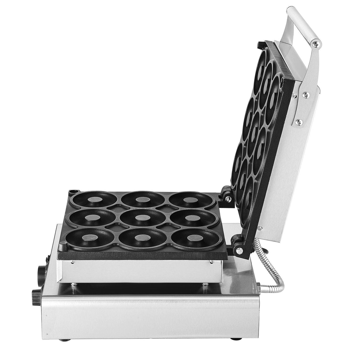 Electric Donut Maker, 2000W Commercial Doughnut Machine with Non-stick Surface, 9 Holes Double-Sided Heating Waffle Machine Makes 9 Doughnuts, Temperature 122-572 F, for Restaurant and Home Use
