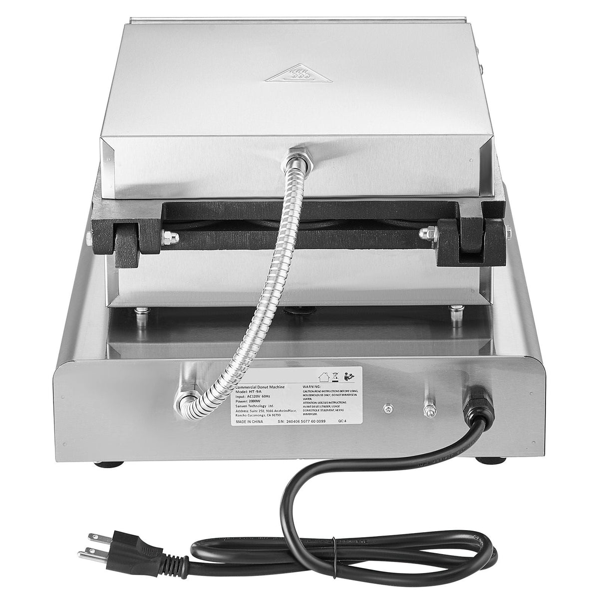 Electric Donut Maker, 2000W Commercial Doughnut Machine with Non-stick Surface, 9 Holes Double-Sided Heating Waffle Machine Makes 9 Doughnuts, Temperature 122-572 F, for Restaurant and Home Use