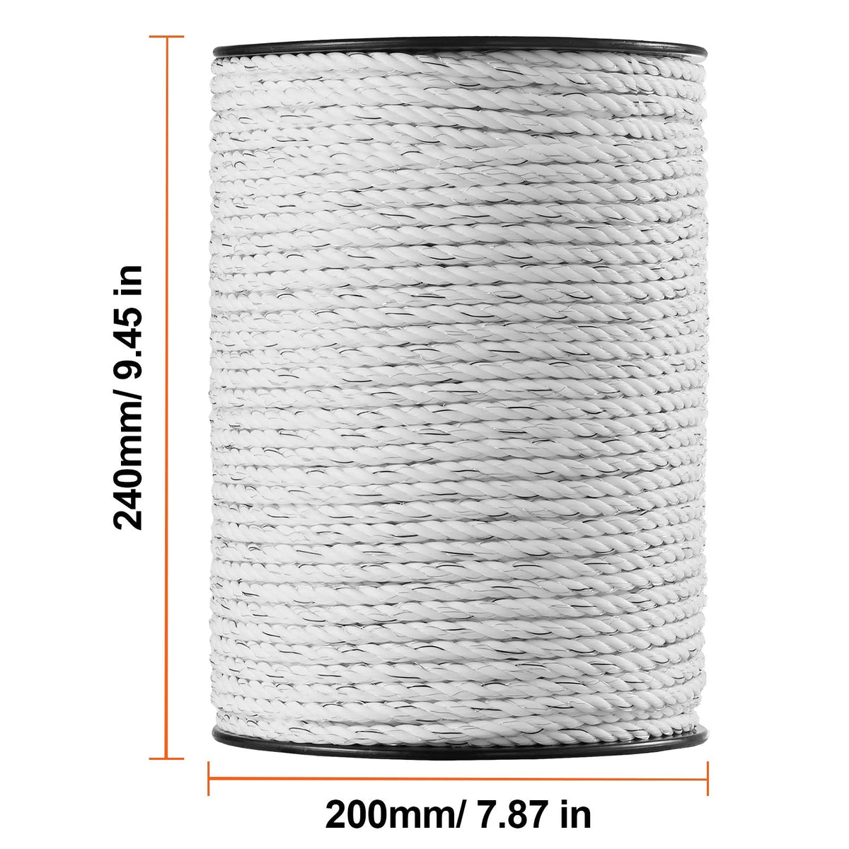 Electric Fence Wire, 656Ft 200M Portable Polywire, 1/4" Diameter 6 Stainless Steel Strands for Reliable Conductivity and UV, Rust Resistance, Fencing Rope Line for Horse, Cattle, Livestock