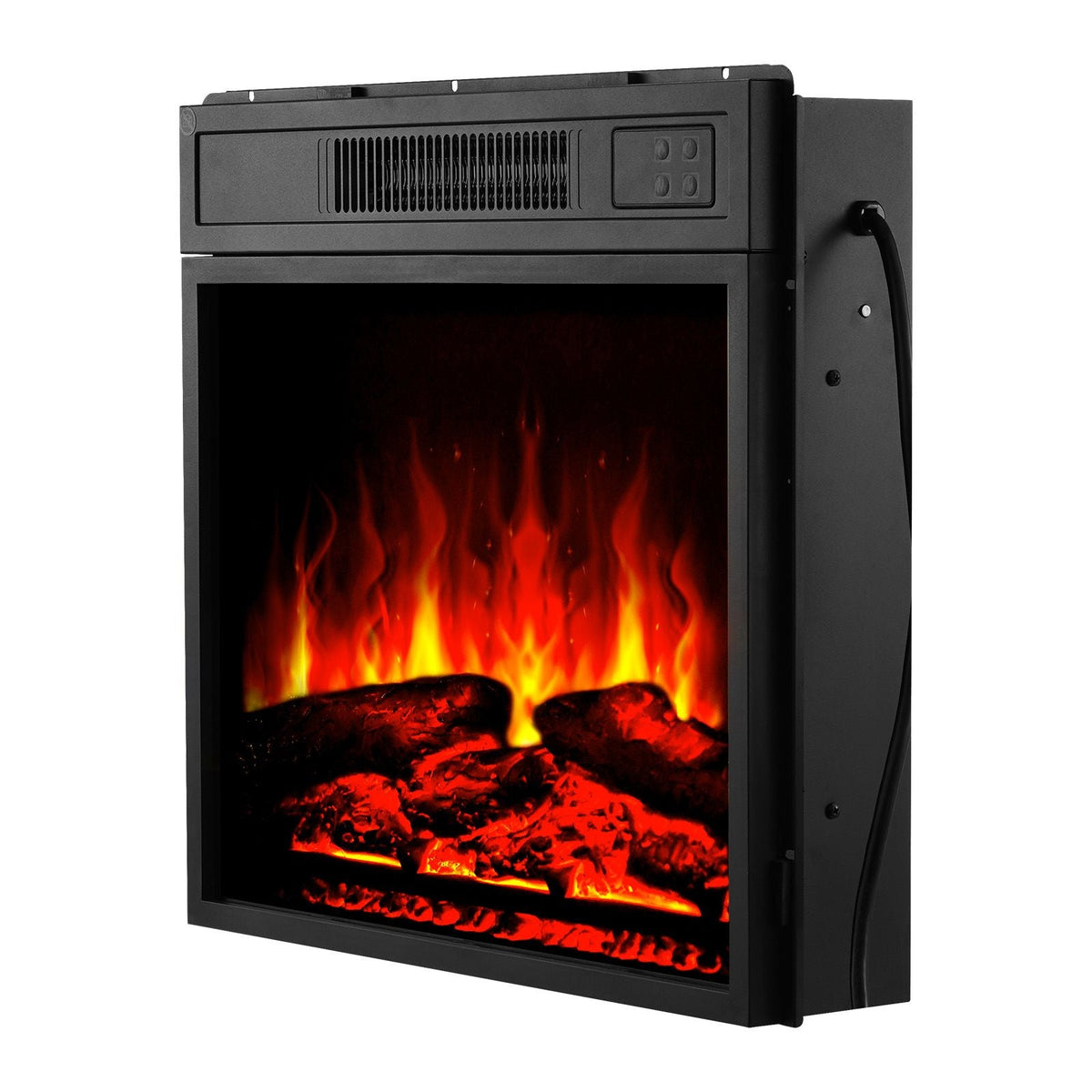 Electric Fireplace Insert, 18 inch Recessed and Wall Mounted with Adjustable 3 Flame Brightness Levels & 24h Timer & Remote Control, Indoor Heater w/ Overheat Protection, 5000BTU Black