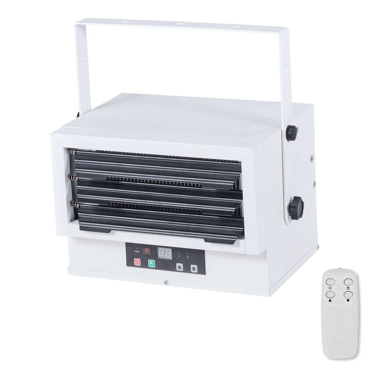 Electric Garage Heater, 5000-Watt (2500/5000W) Ceiling Mounted Shop Heater, With Remote Control & Overheat Protection & Low Noise Cross-flow, Commercial for Indoor Workshop Warehouse,240V White