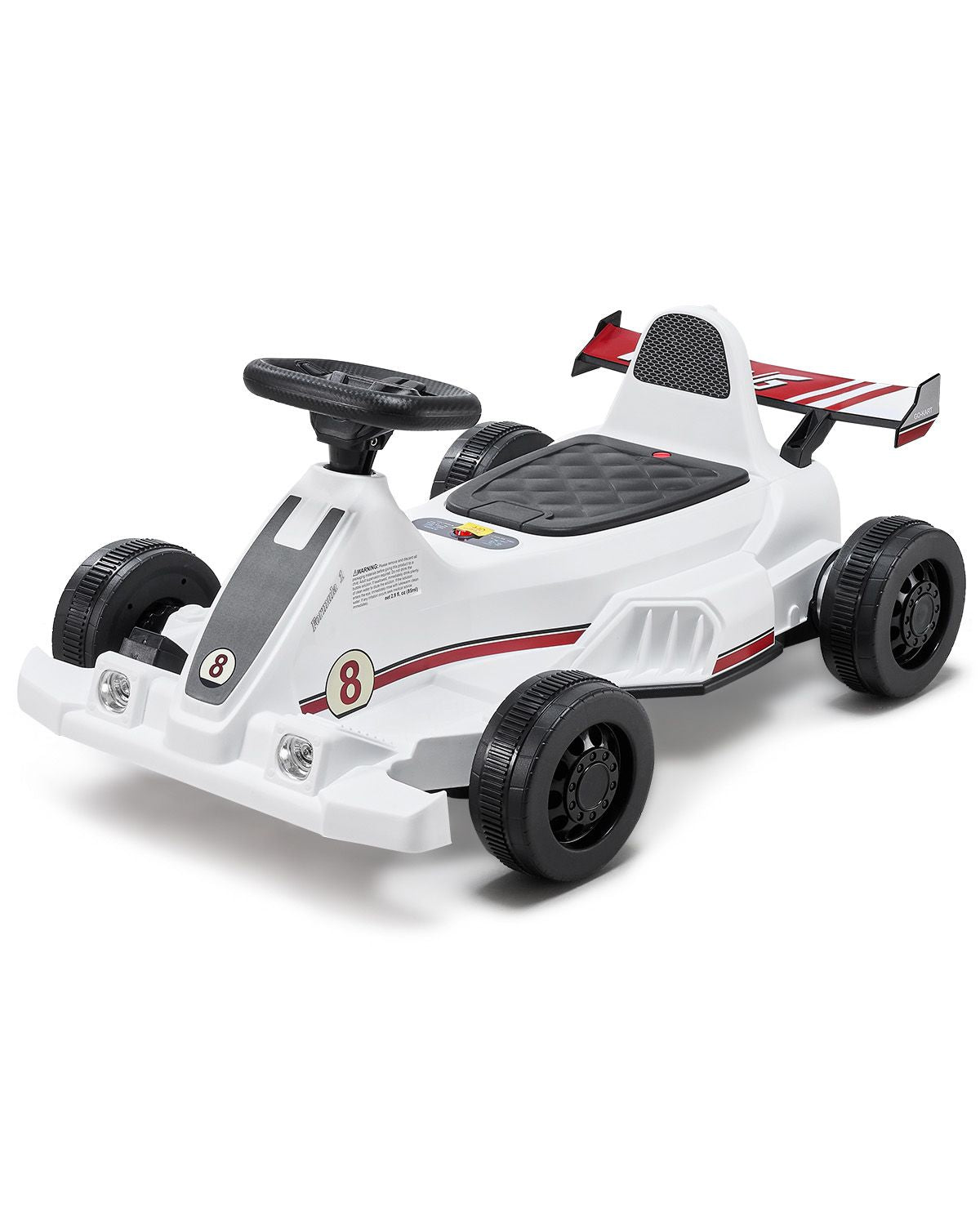Electric Go Kart, 6V 4.5Ah Battery, Pedal Go Kart Portable Outdoor Race Toy for Kids Ages 2+, 20000 RPM Motor, 2 MPH Constant Speed, LED Headlight & Horn, Non-slip Tires, 44 lbs Max Load, White