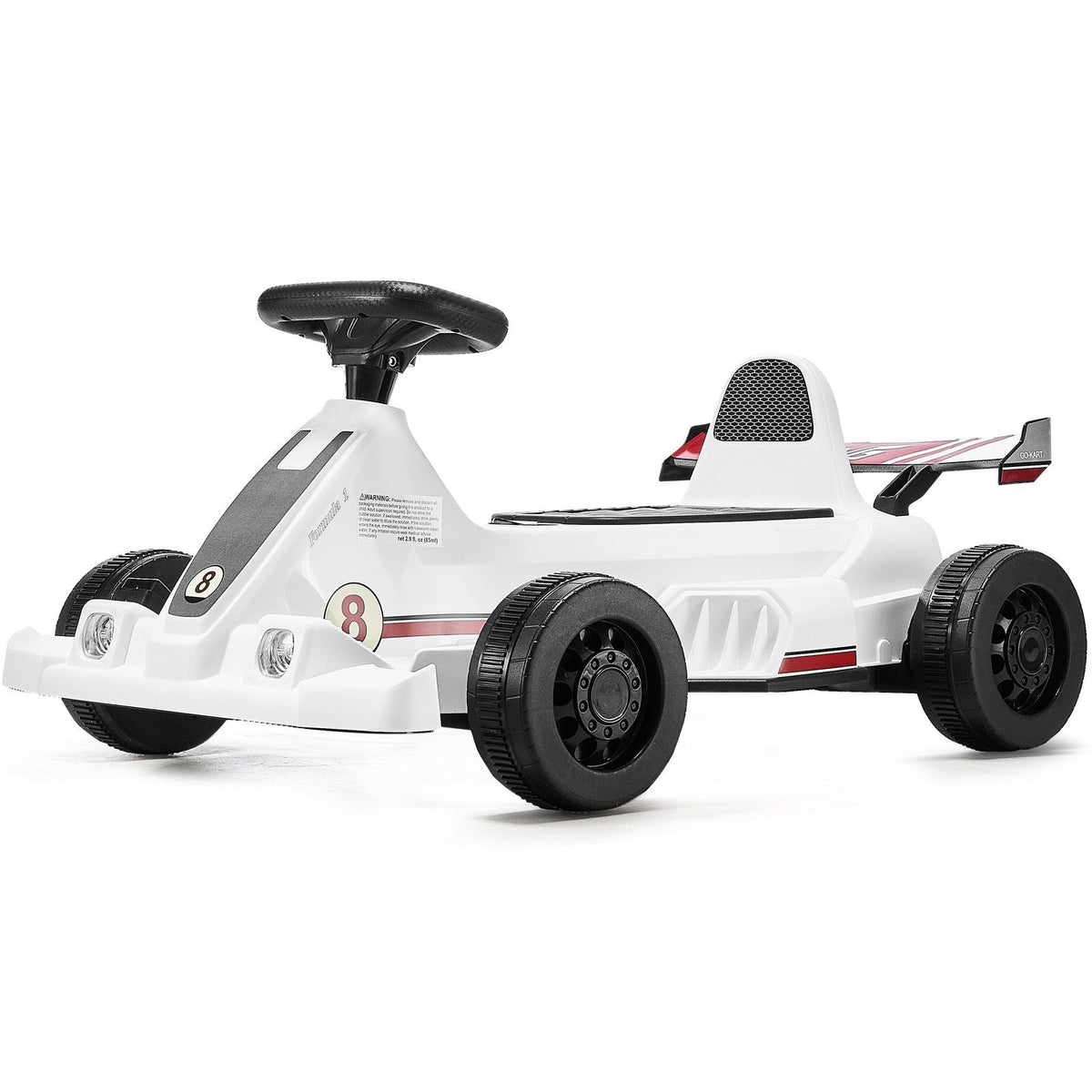 Electric Go Kart, 6V 4.5Ah Battery, Pedal Go Kart Portable Outdoor Race Toy for Kids Ages 2+, 20000 RPM Motor, 2 MPH Constant Speed, LED Headlight & Horn, Non-slip Tires, 44 lbs Max Load, White
