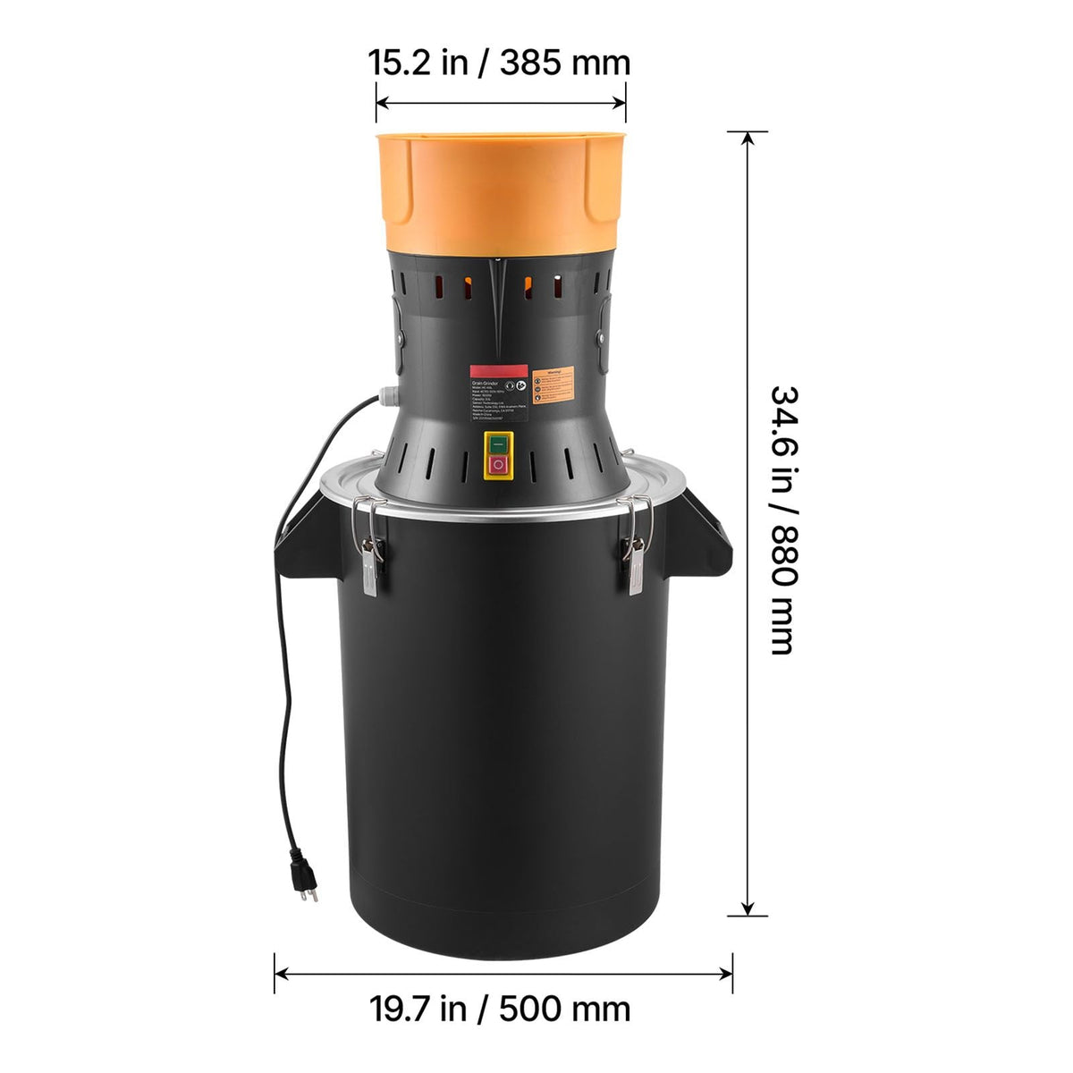 Electric Grain Mill Grinder, 600W High Power Commercial Spice Grinder, 14 Gal Pulverizer Powder Machine with Galvanized Sharp Blades, for Dry Grains, Spices, Cereals, Coffee, Corn & Pepper