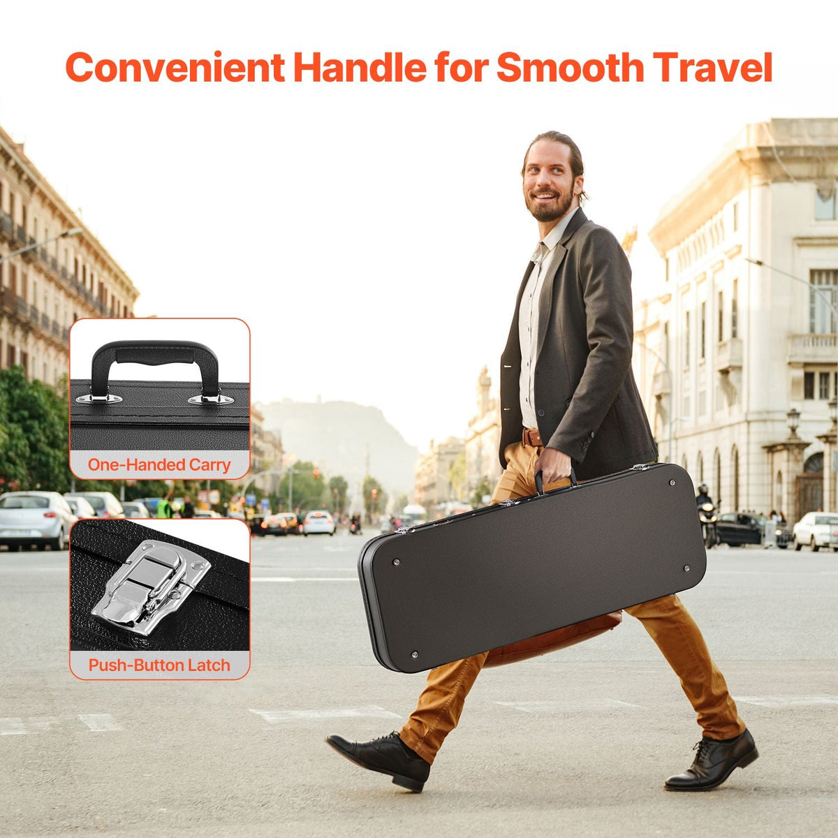 Electric Guitar Hard Case, 43.11 in Rectangular Guitar Hard Case, With Lock Latch Keys Handle, PVC Padding Soft Lining Water-Resistant Hard Shell Guitar Cases, for 39 in Electric Guitars, Black