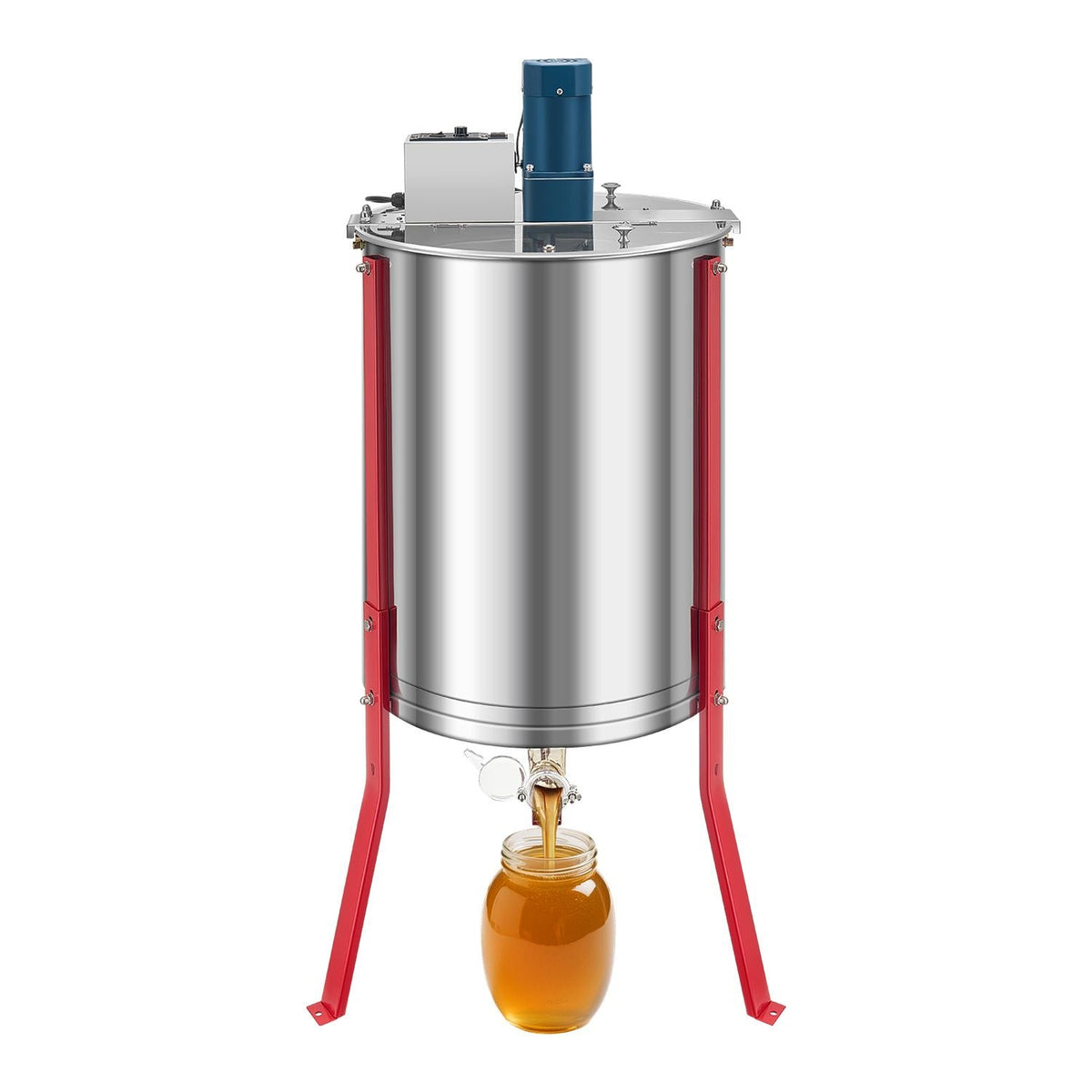 Electric Honey Extractor, 6 Frame Honey Spinner with Transparent Lid, 140W Stainless Steel Honeycomb Drum Spinner, Height Adjustable, Honeycomb Extraction Equipment for Beekeeping