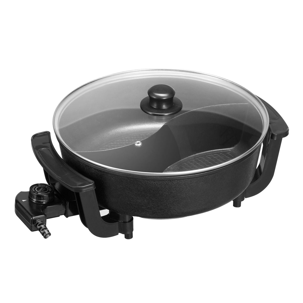Electric Hot Pot, 1360W 5 L Double-flavor Shabu Shabu Pot, Non-Stick Electric Cooker with Divider, Clear Glass Lid, Temperature control, Chinese Hotpot for 6-10 People Family Dinning & Party