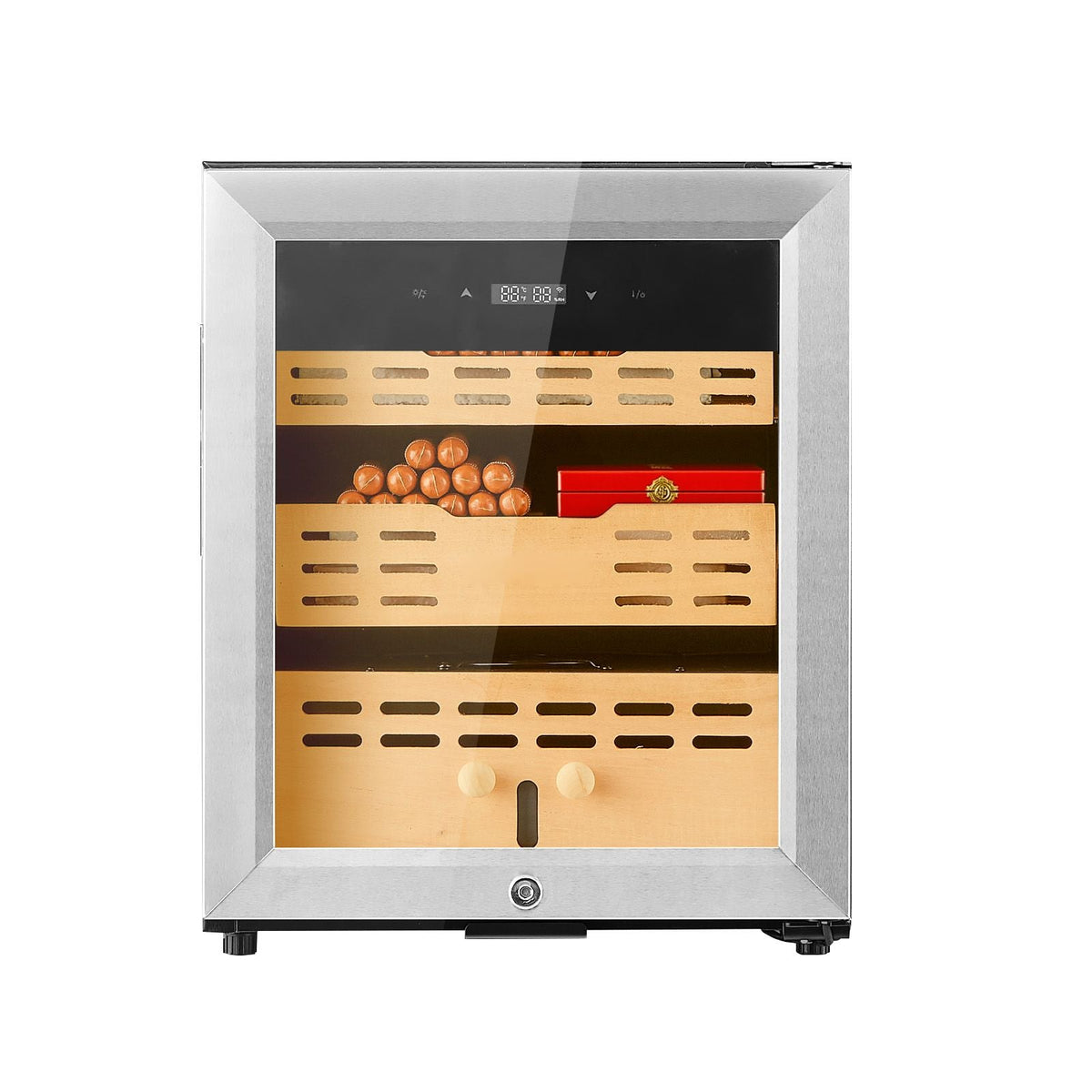 Electric Humidor, 50L, 300 Counts Electric Cigar Humidor Cabinet with Compressor Cooling, Constant Humidity & Temperature Control, Spanish Cedar Wood Shelves & Drawers, 2 Layers, for Household