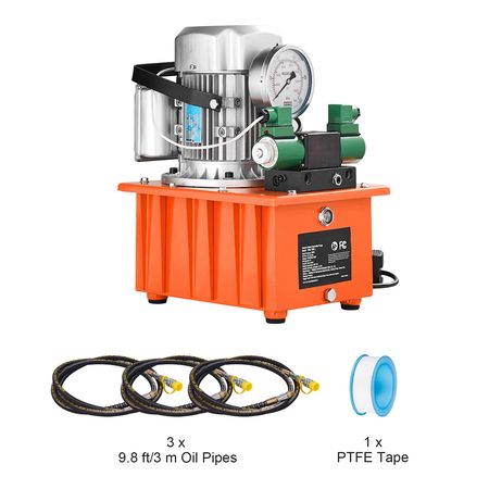 Electric Hydraulic Pump, 10000 PSI 750W 110V 488 in³/8L Capacity, Double Acting Solenoid Valve, Electric Driven Hydraulic Pump Power Pack Unit with Pedal Switch for Punching/Bending/Jack Machine