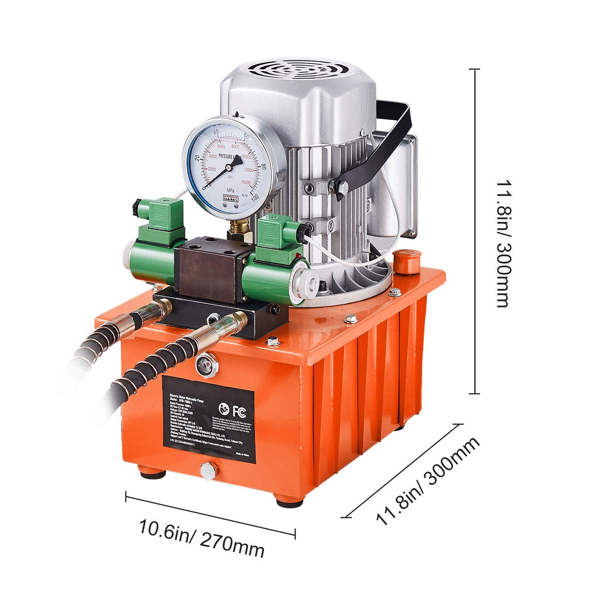 Electric Hydraulic Pump, 10000 PSI 750W 110V 488 in³/8L Capacity, Double Acting Solenoid Valve, Electric Driven Hydraulic Pump Power Pack Unit with Pedal Switch for Punching/Bending/Jack Machine