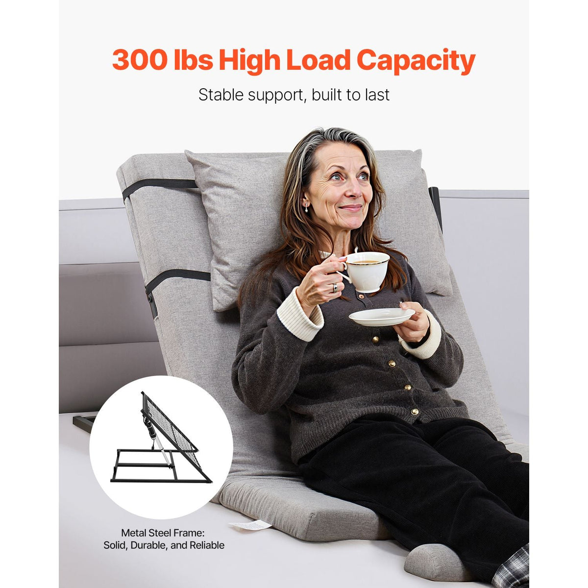 Electric Lifting Backrest for Bed, 300 lbs Capacity, 4-68° Adjustable Lifting Bed Backrest, with Headrest & Legrest, Machine Washable for Cleaning, Fit Pregnant Women Elderly Patient Handicapped