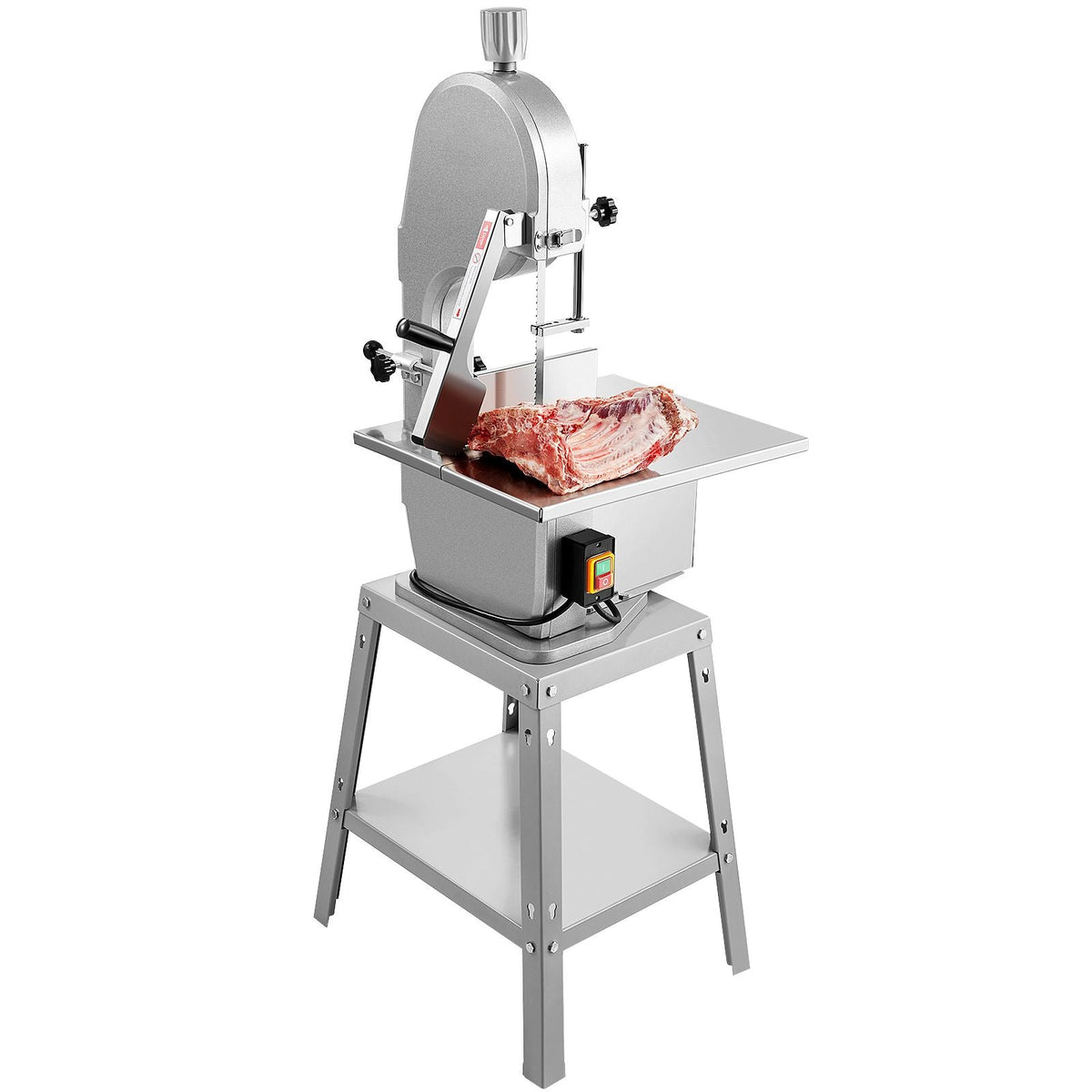 Electric Meat Saw, 1800W Stainless Vertical Cutter, 19.1"x15" Workbench, 7.09" Cutting Thickness, Includes 5 Blades for Slicing Frozen Meat, Pork, Beef, and Ribs