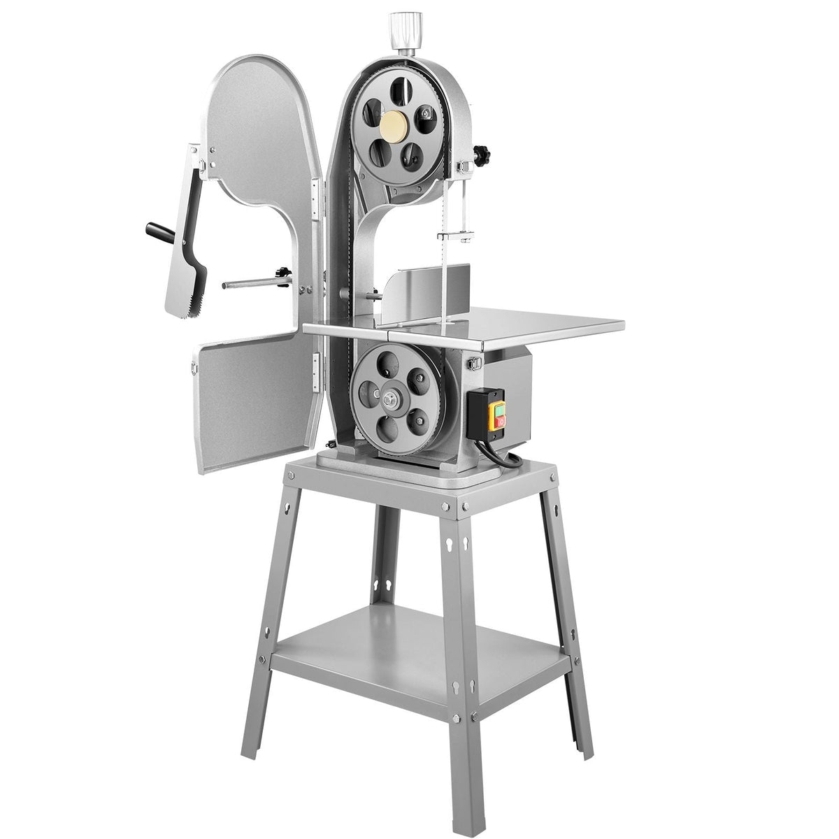 Electric Meat Saw, 1800W Stainless Vertical Cutter, 19.1"x15" Workbench, 7.09" Cutting Thickness, Includes 5 Blades for Slicing Frozen Meat, Pork, Beef, and Ribs
