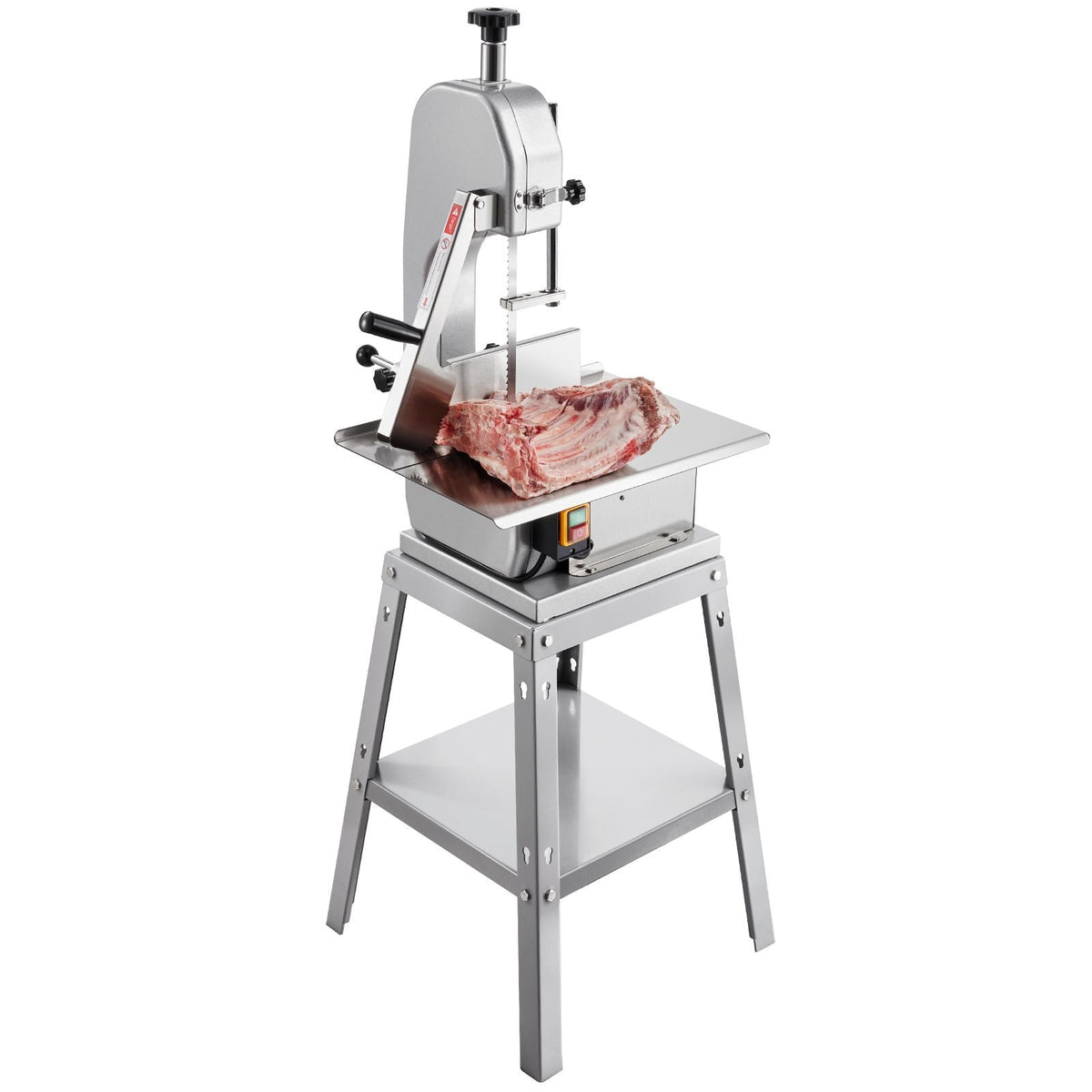 Electric Meat Saw, 850W Stainless Vertical Cutter, 19.1"x15" Workbench, 7.09" Cutting Thickness, Includes 5 Blades for Slicing Frozen Meat, Pork, Beef, and Ribs