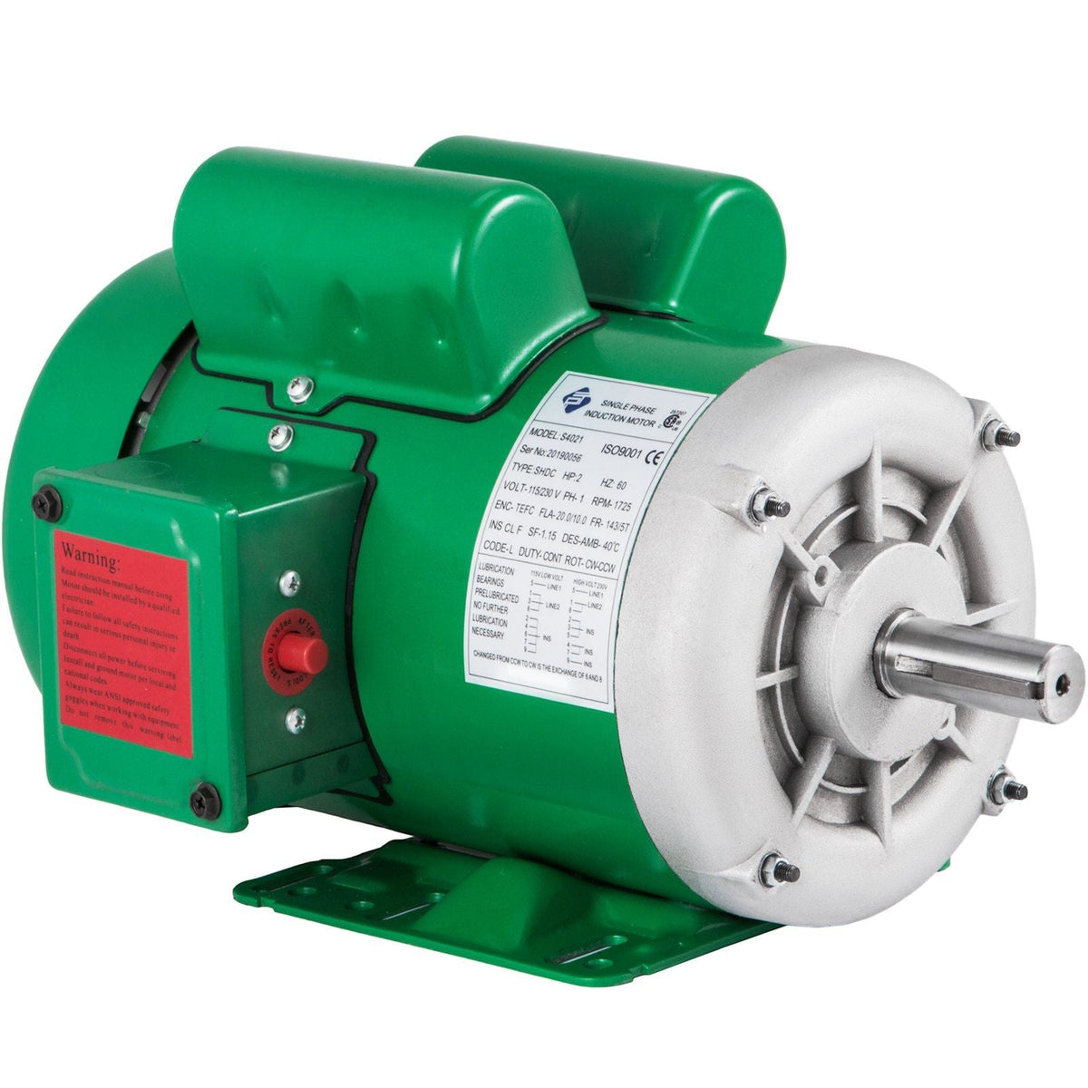 Electric Motor NEMA Farm Duty 2 HP 1725RPM 145T 1PH 7/8" Shaft TEFC 115/230V