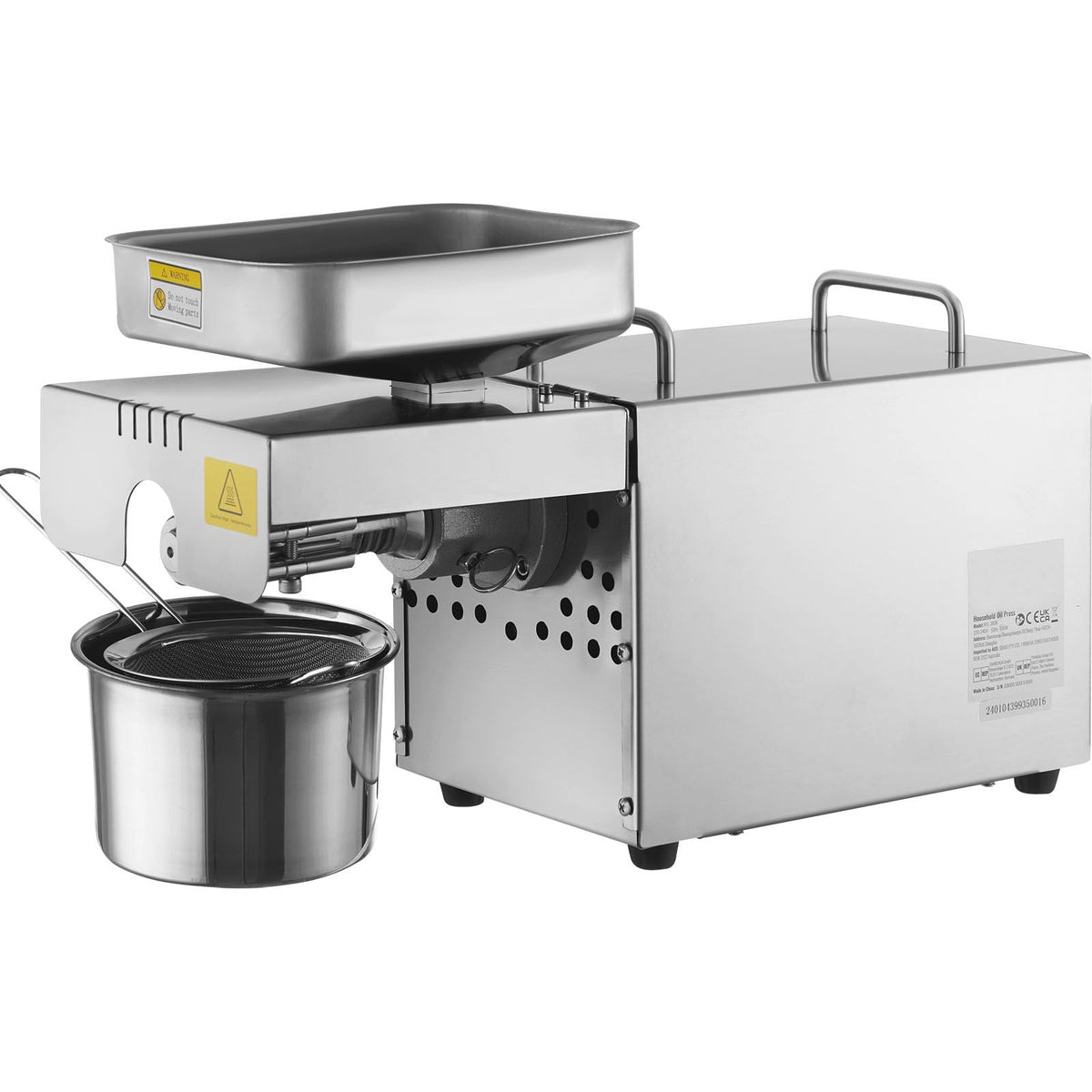Electric Oil Press Machine, 850W Stainless Steel Oil Extractor Machine, 0-300 C / 32 - 572 F Adjustable Temp, Hot Press Oil Expeller for Pressing Peanuts, Sesame Seeds, Rapeseed, Tea Seeds