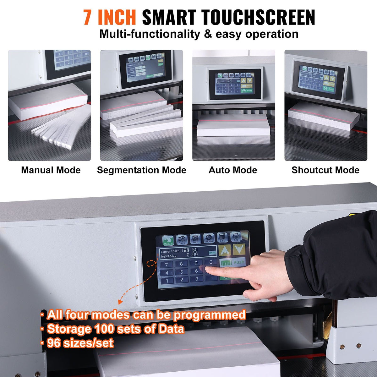 Electric Paper Cutter, Heavy Duty Paper Trimmer 19" /482.6mm Cutting Width, 3.14"/80mm Cutting Thickness, Electric Paper Cutting Machine with 7" Touchscreen Numerical Control Function