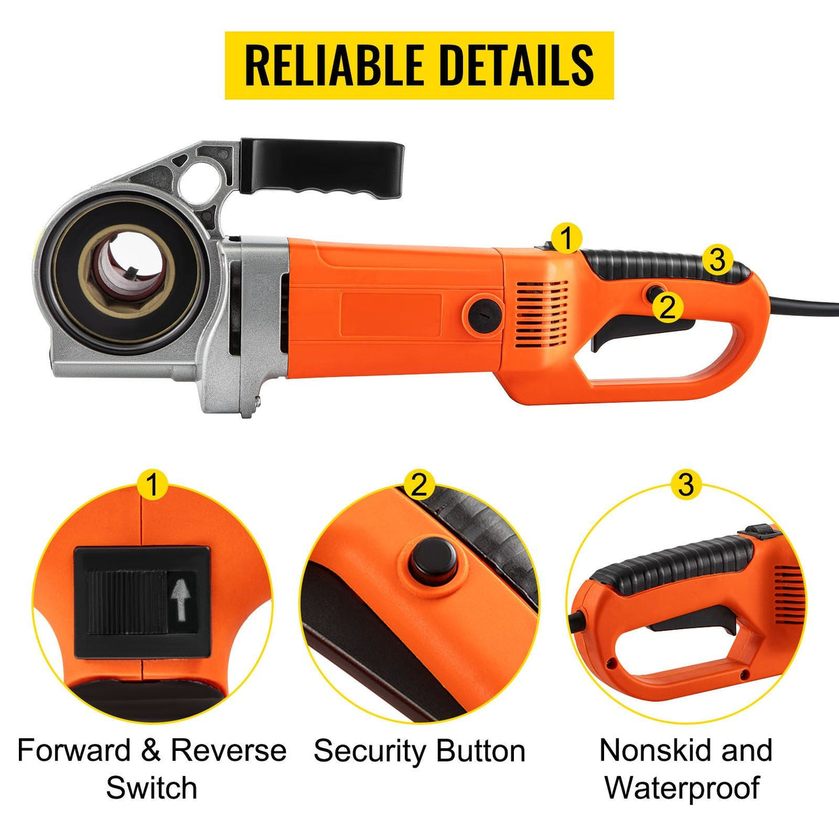 Electric Pipe Threader, 2300W Pipe Threading Machine with 4 Dies 1/2" - 1 1/4", 110V Hand-held Pipe Threader Machine with Copper Motor, Portable Electric Pipe Threading Kit with Carrying Case
