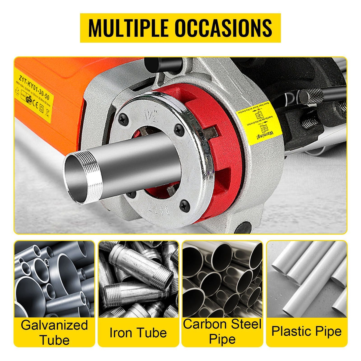 Electric Pipe Threader, 2300W Pipe Threading Machine with 4 Dies 1/2" - 1 1/4", 110V Hand-held Pipe Threader Machine with Copper Motor, Portable Electric Pipe Threading Kit with Carrying Case