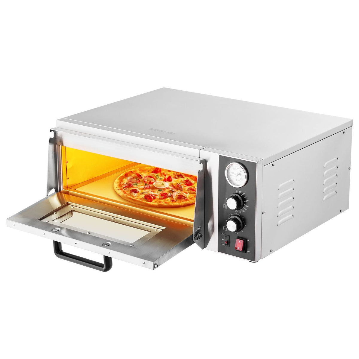 Electric Pizza Oven, 18-Inch Commercial Pizza Ovens, 842 Fahrenheit Max Temp, 1740W Large Pizza Oven Countertop with Temp & Time Control, Built in Thermometer Indoor Pizza Maker
