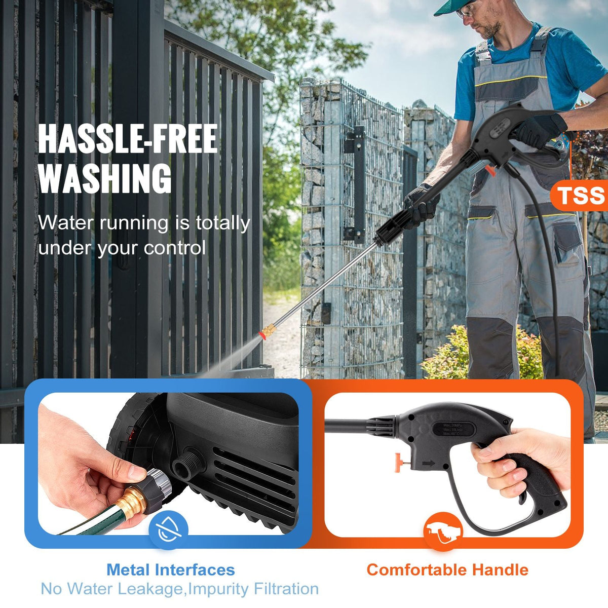 Electric Pressure Washer, 2150 PSI, Max. 1.8 GPM, 1800W Power Washer w/ 26 ft Hose, 4 Quick Connect Nozzles, Foam Cannon, Portable to Clean Patios, Cars, Fences, Driveways