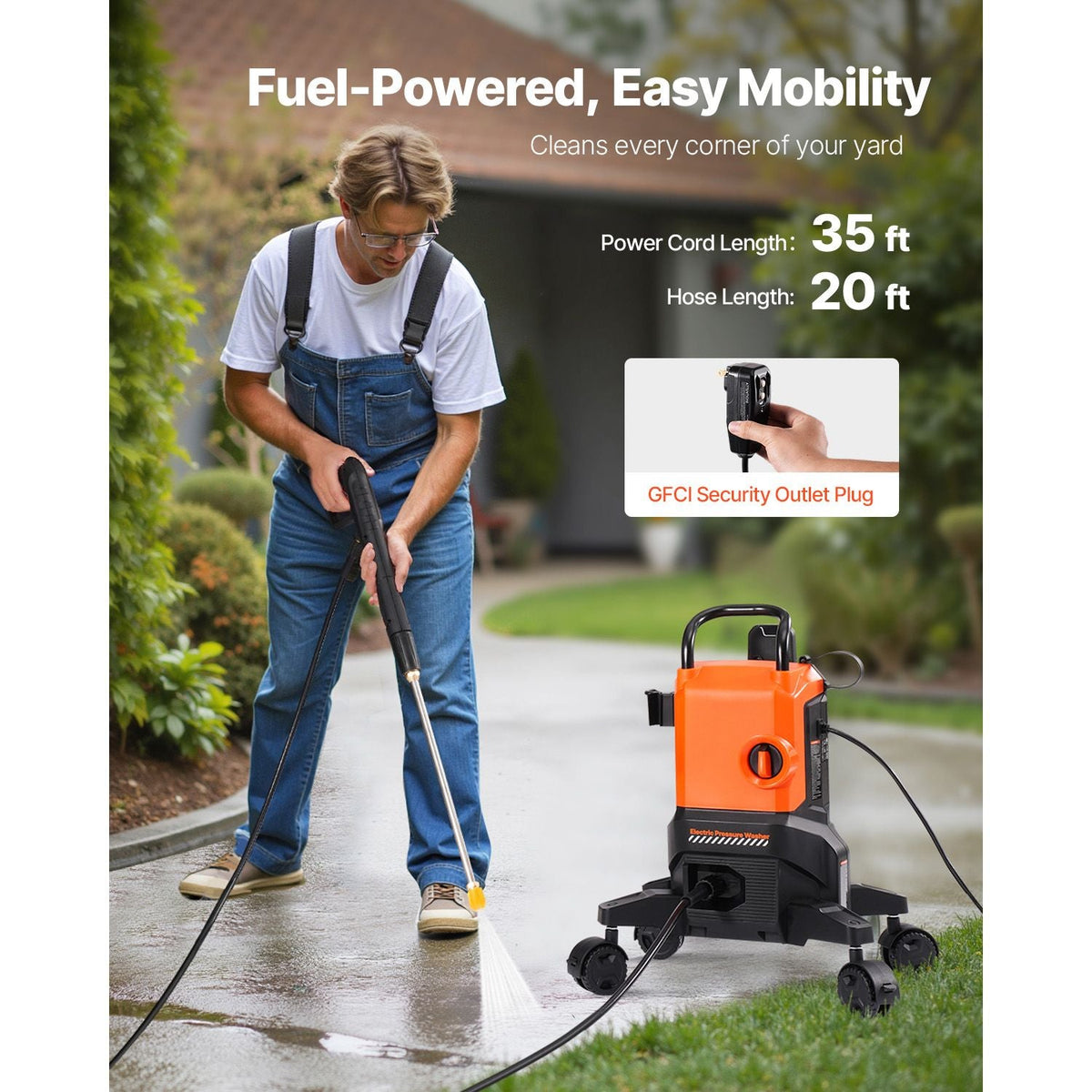 Electric Pressure Washer, Max 2700 PSI and 1.8 GPM, High Power Pressure Cleaning Machine with 4 Quick Connect Nozzles and a Foam Cannon, Ideal for Cars/Fences/Driveways/Patios/Home Cleaning